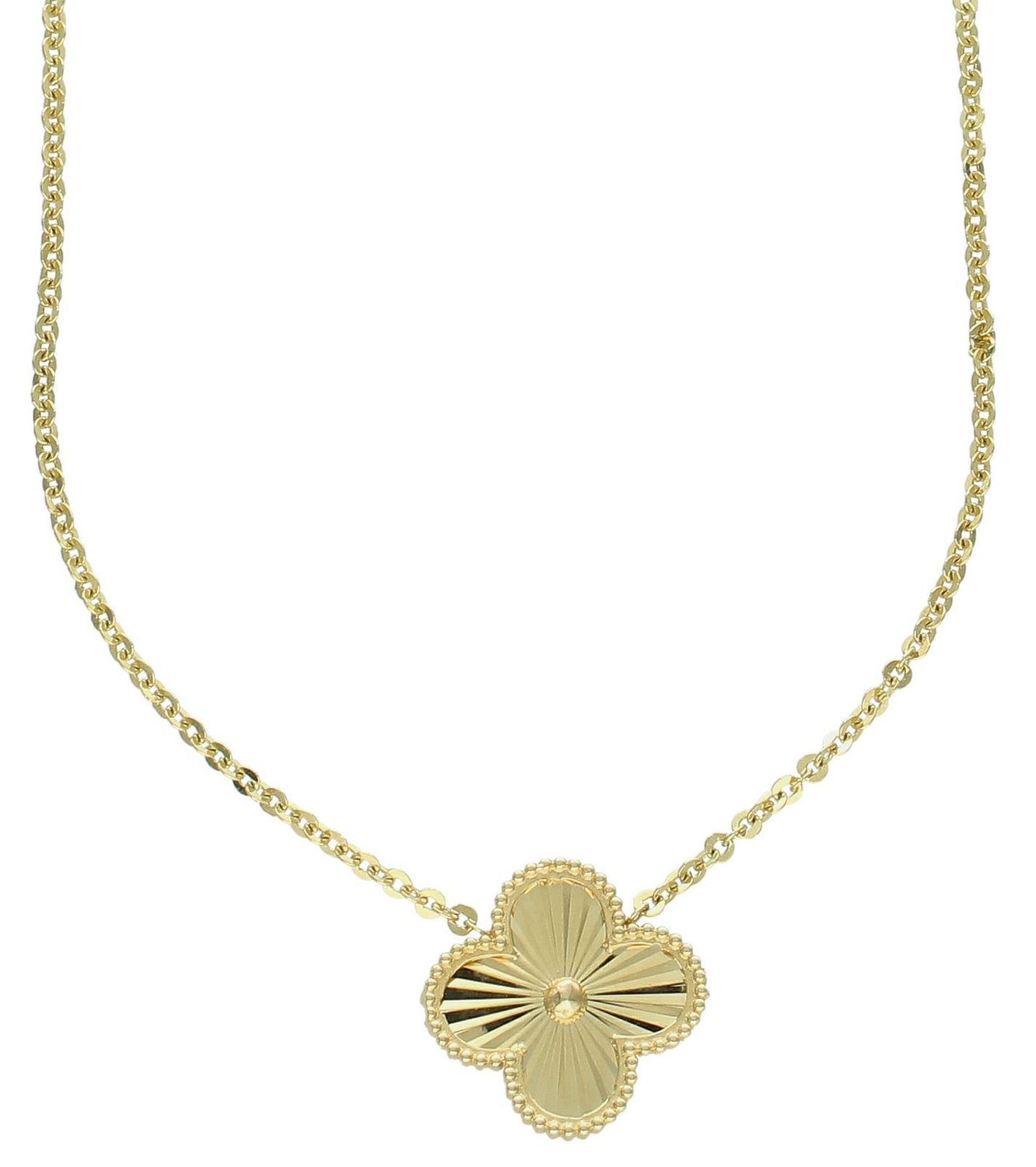 Złoty naszyjnik damski 585 Grawerowany kwiatek DIA-NSZ-11005-585. Niezwykle szykowny i stylowy naszyjnik wykonany z najwyższej jakości 14–karatowego żółtego złota to elegancki dodatek 1.jpg