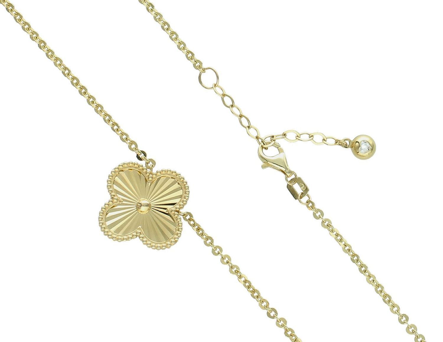 Złoty naszyjnik damski 585 Grawerowany kwiatek DIA-NSZ-11005-585. Niezwykle szykowny i stylowy naszyjnik wykonany z najwyższej jakości 14–karatowego żółtego złota to elegancki dodatek 1.jpg