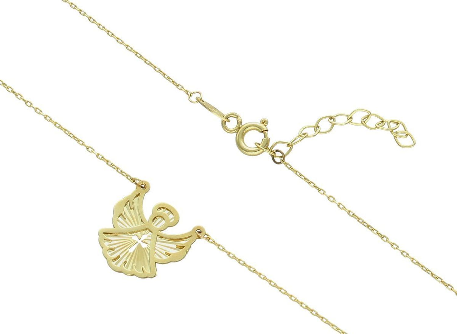 Złoty naszyjnik Anioł z aniołkiem 585 DIA-NSZ-11102-585. Delikatna celebrytka z zawieszką aniołkiem. Niezwykły blask kruszcu w połączeniu ze złotą zawieszką to idealne zestawienie na każdą1.jpg