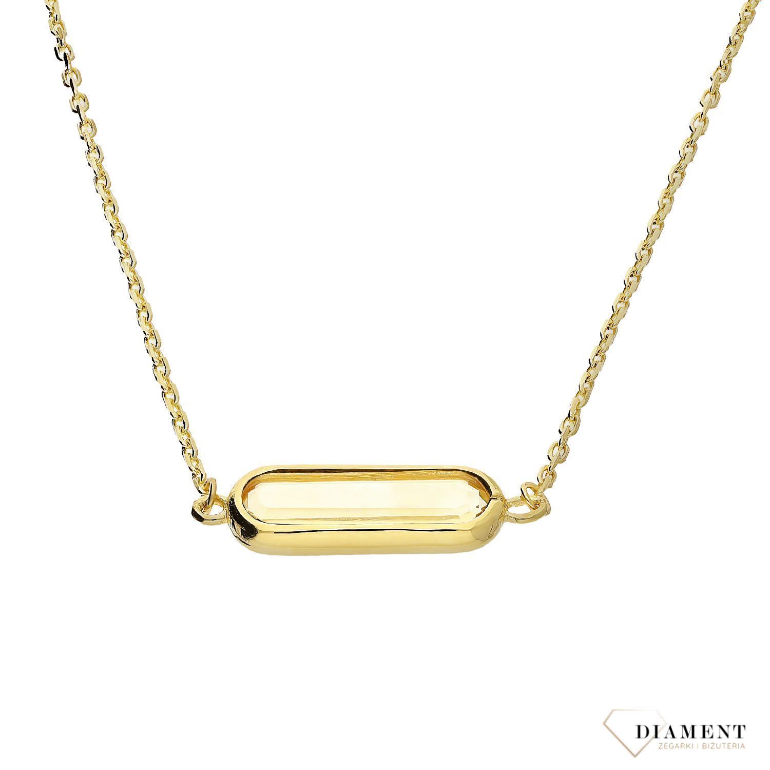 Złoty naszyjnik damski 375  Celebrytka z naturalnym Cytrynem DIA-NSZ-11189-375 Złoty naszyjnik damski z naturalnym kamieniem. Damska celebrytka wykonana z 9 karatowego złota. Damski naszyjnik idealny na prezent. (2).jpg
