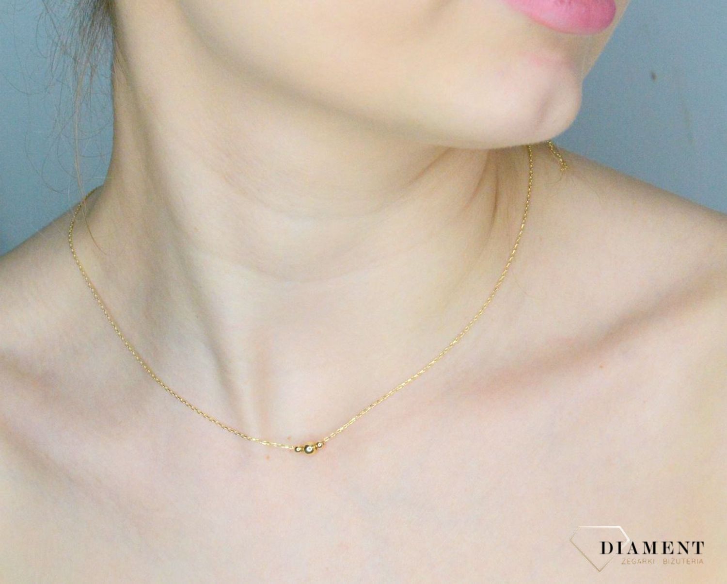 Naszyjnik damski złoty 375 Złota celebrytka z trzema kulkami DIA-NSZ-11195-375 (2).jpg