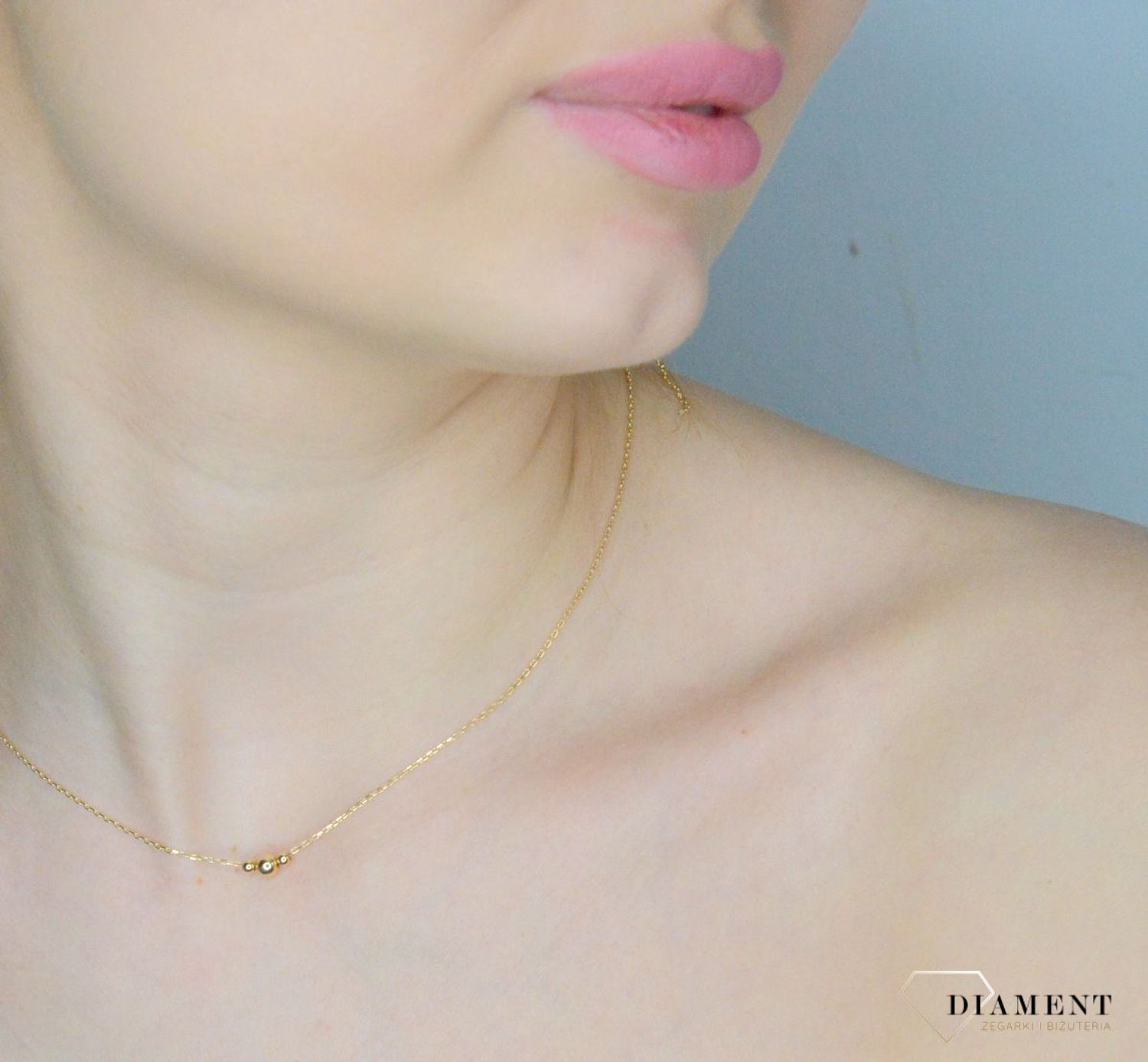 Naszyjnik damski złoty 375 Złota celebrytka z trzema kulkami DIA-NSZ-11195-375 (2).jpg