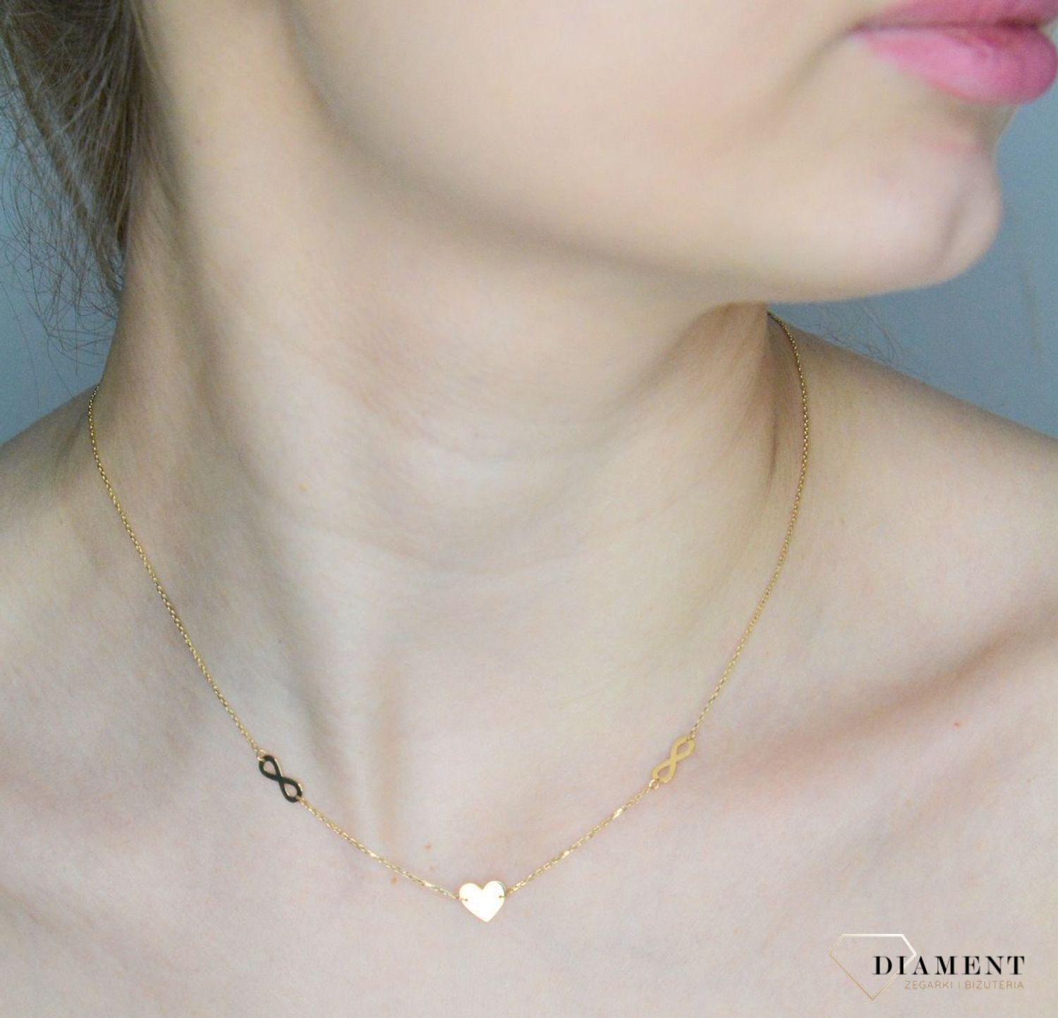 Naszyjnik damski złoty 585 Serce ze znakami nieskończoności DIA-NSZ-11229-585 (1).jpg