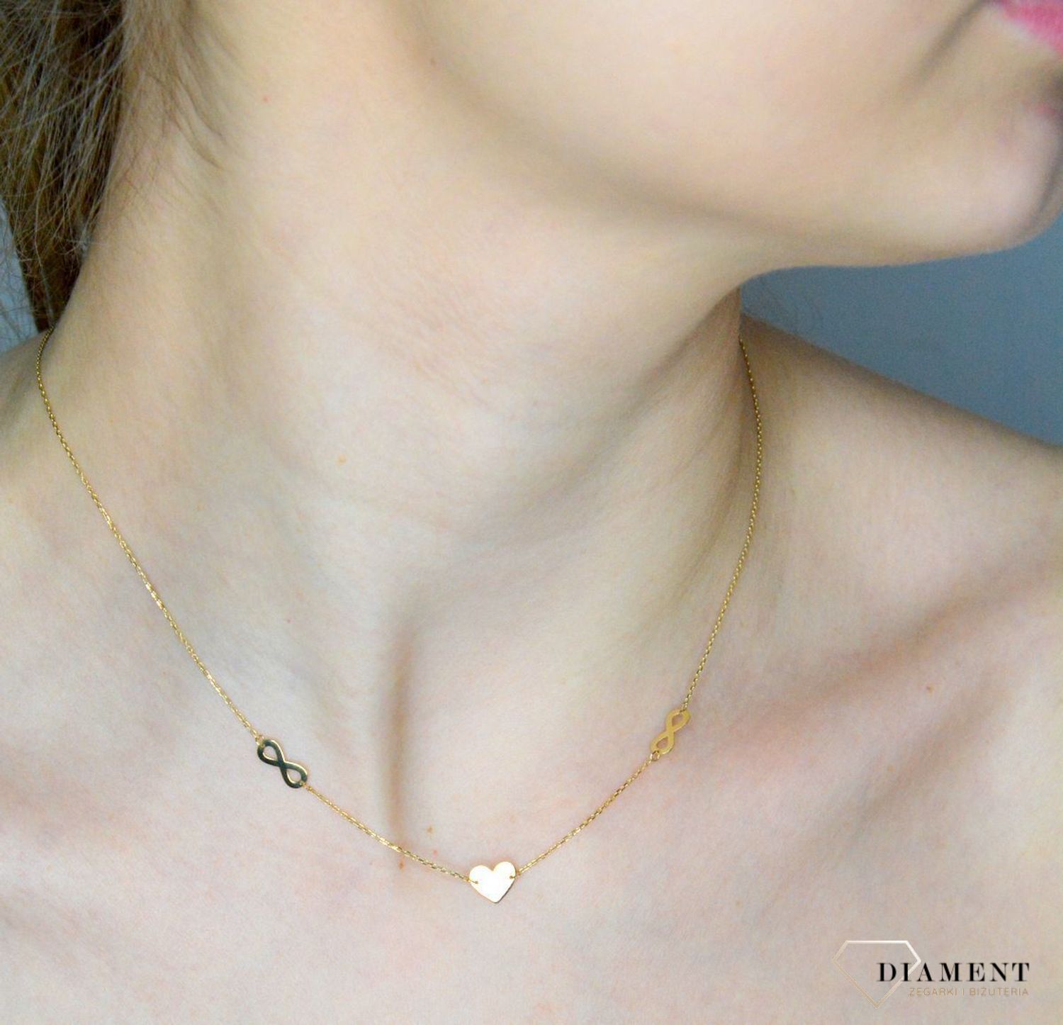 Naszyjnik damski złoty 585 Serce ze znakami nieskończoności DIA-NSZ-11229-585 (1).jpg