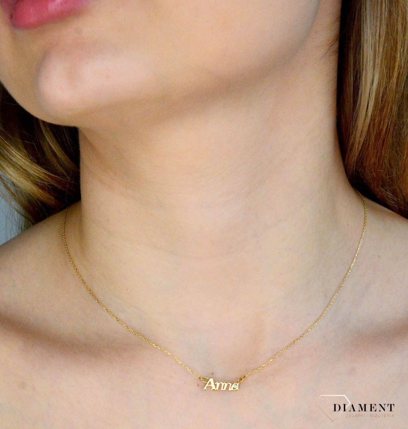 Naszyjnik damski złoty 375 z imieniem Anna i cyrkonią DIA-NSZ-11247-375.jpg