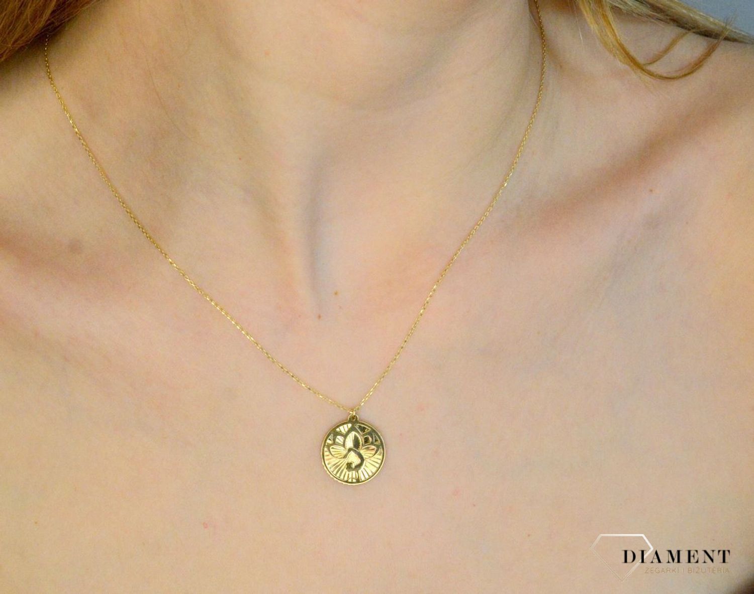 Naszyjnik damski złoty 375 Baletnica w kole DIA-NSZ-11257-375 (2).jpg