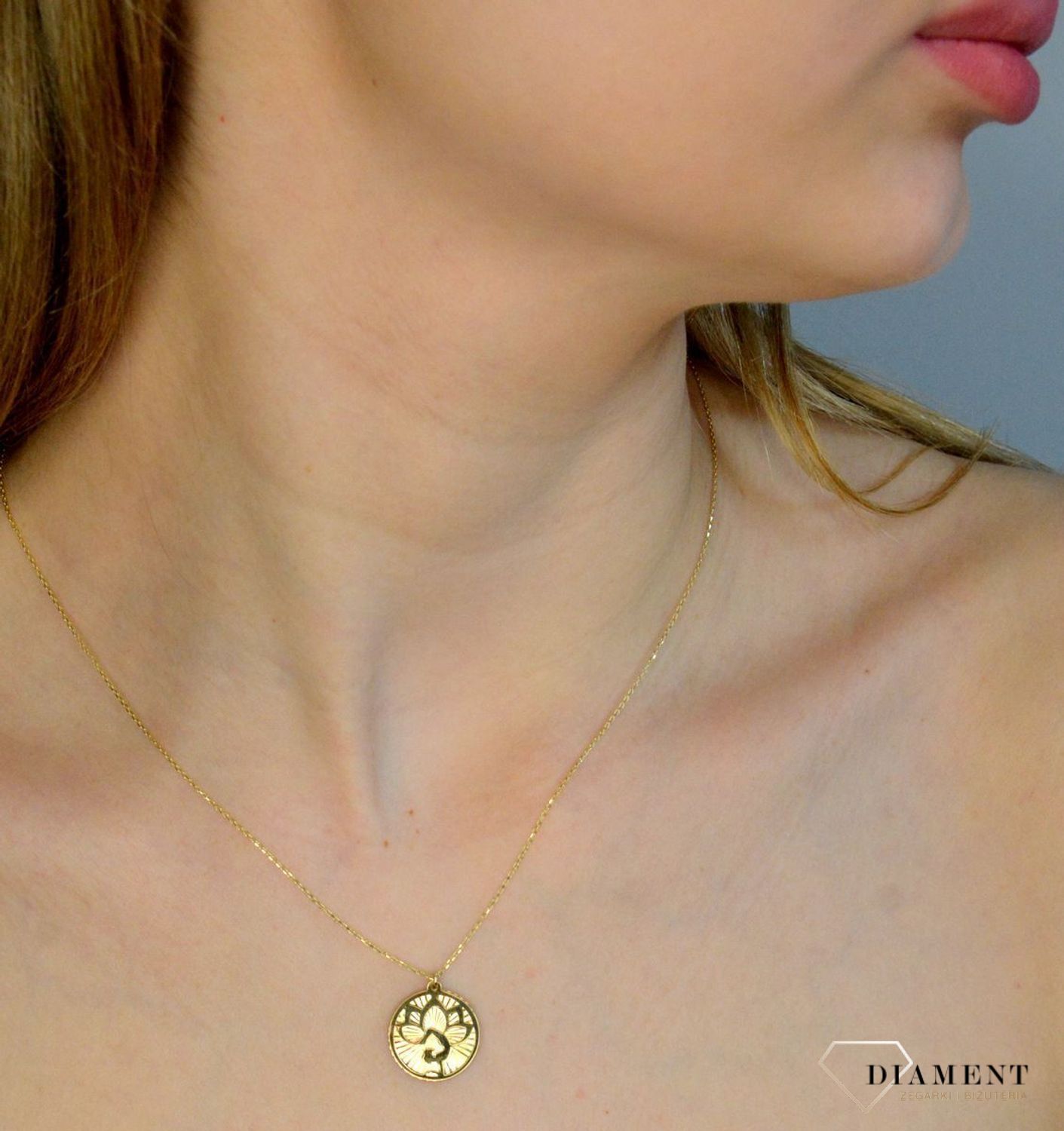 Naszyjnik damski złoty 375 Baletnica w kole DIA-NSZ-11257-375 (2).jpg