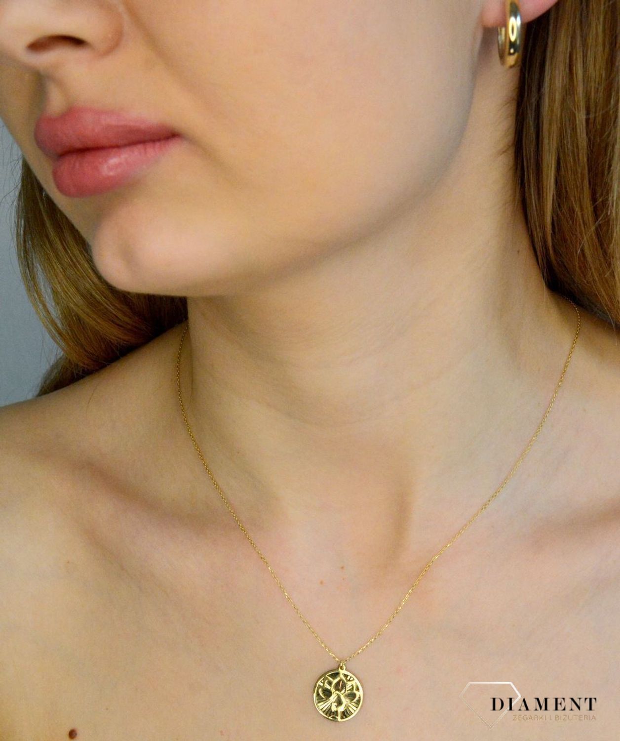 Naszyjnik damski złoty 375 Baletnica w kole DIA-NSZ-11257-375 (2).jpg