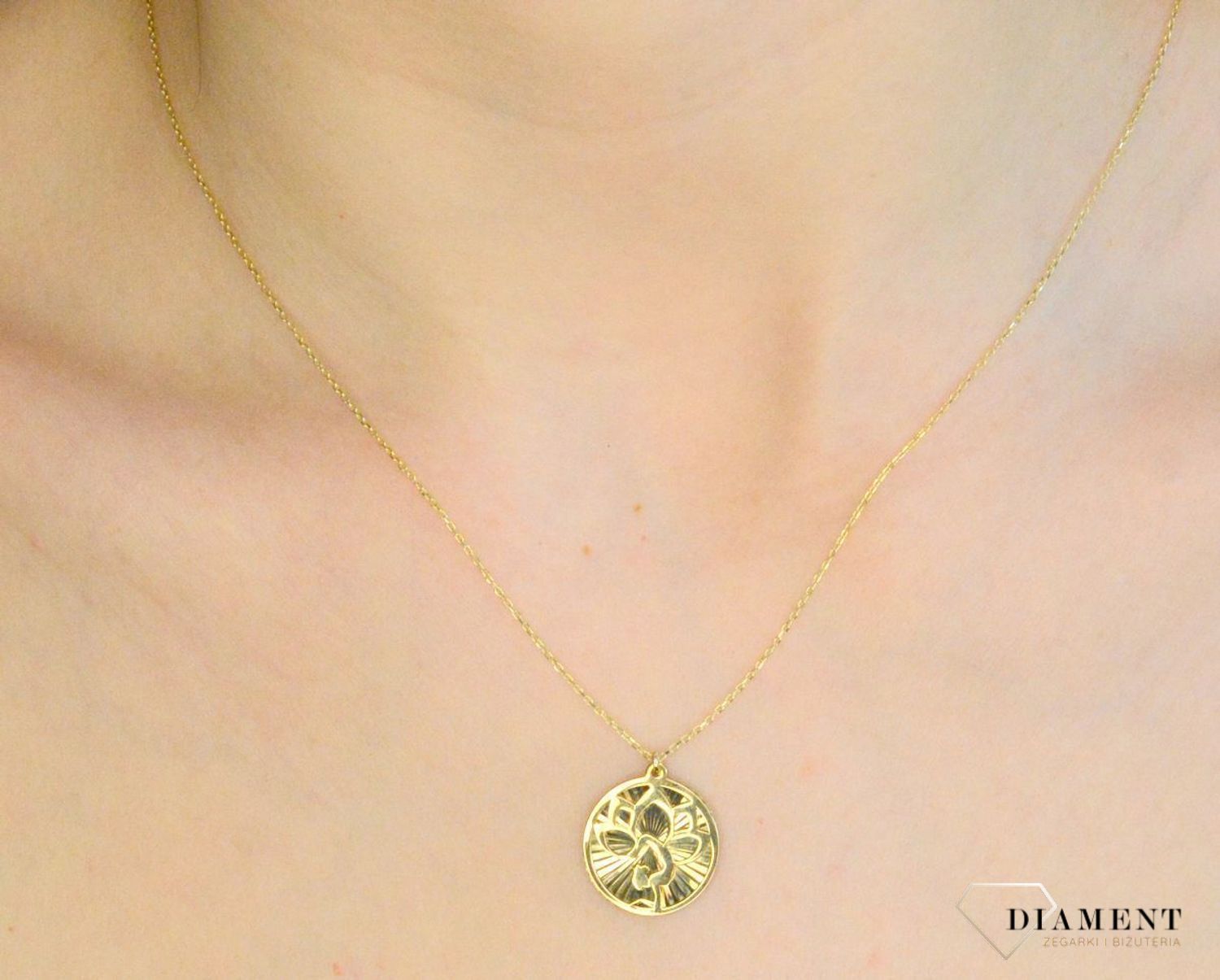 Naszyjnik damski złoty 375 Baletnica w kole DIA-NSZ-11257-375 (2).jpg