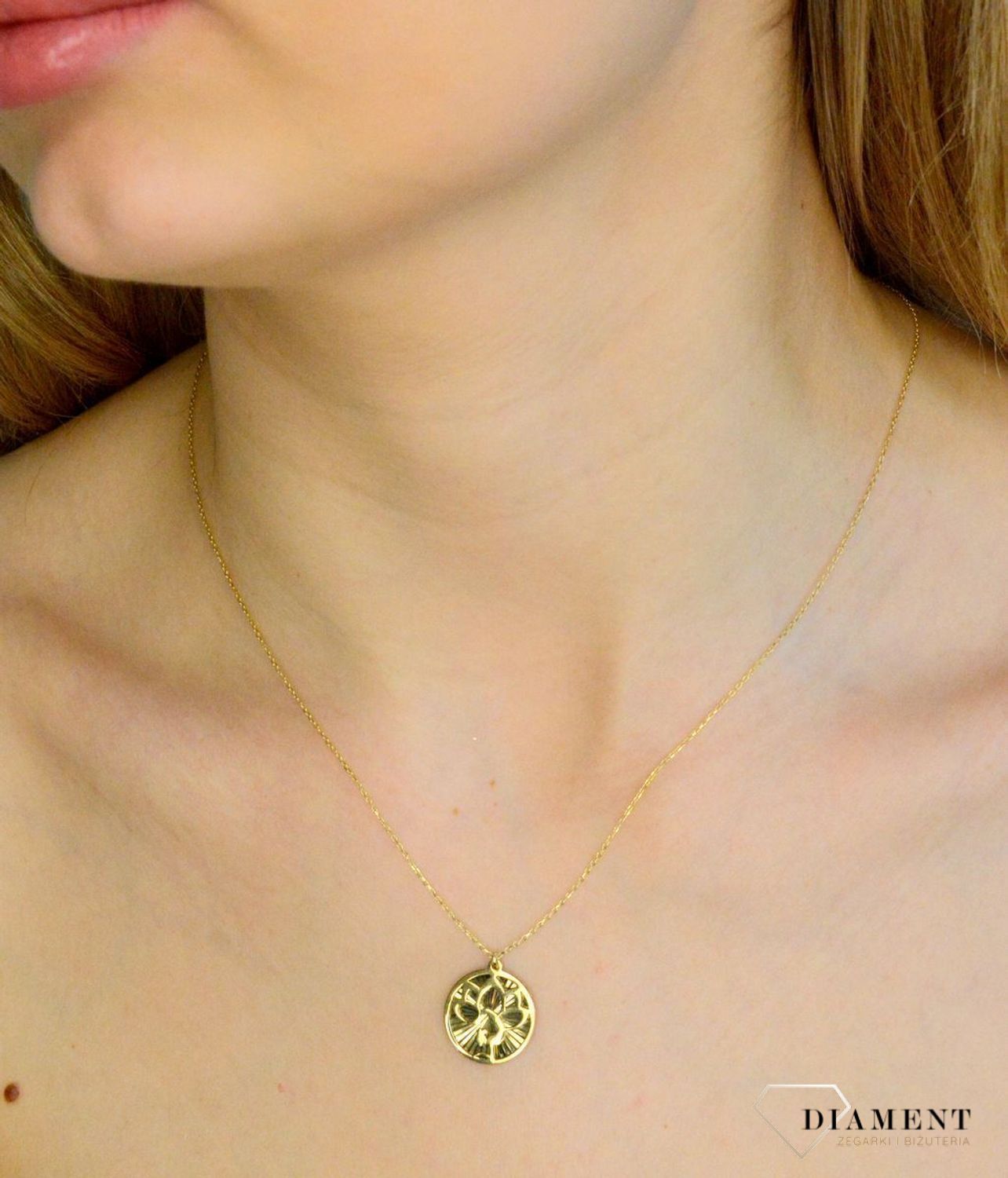 Naszyjnik damski złoty 375 Baletnica w kole DIA-NSZ-11257-375 (2).jpg