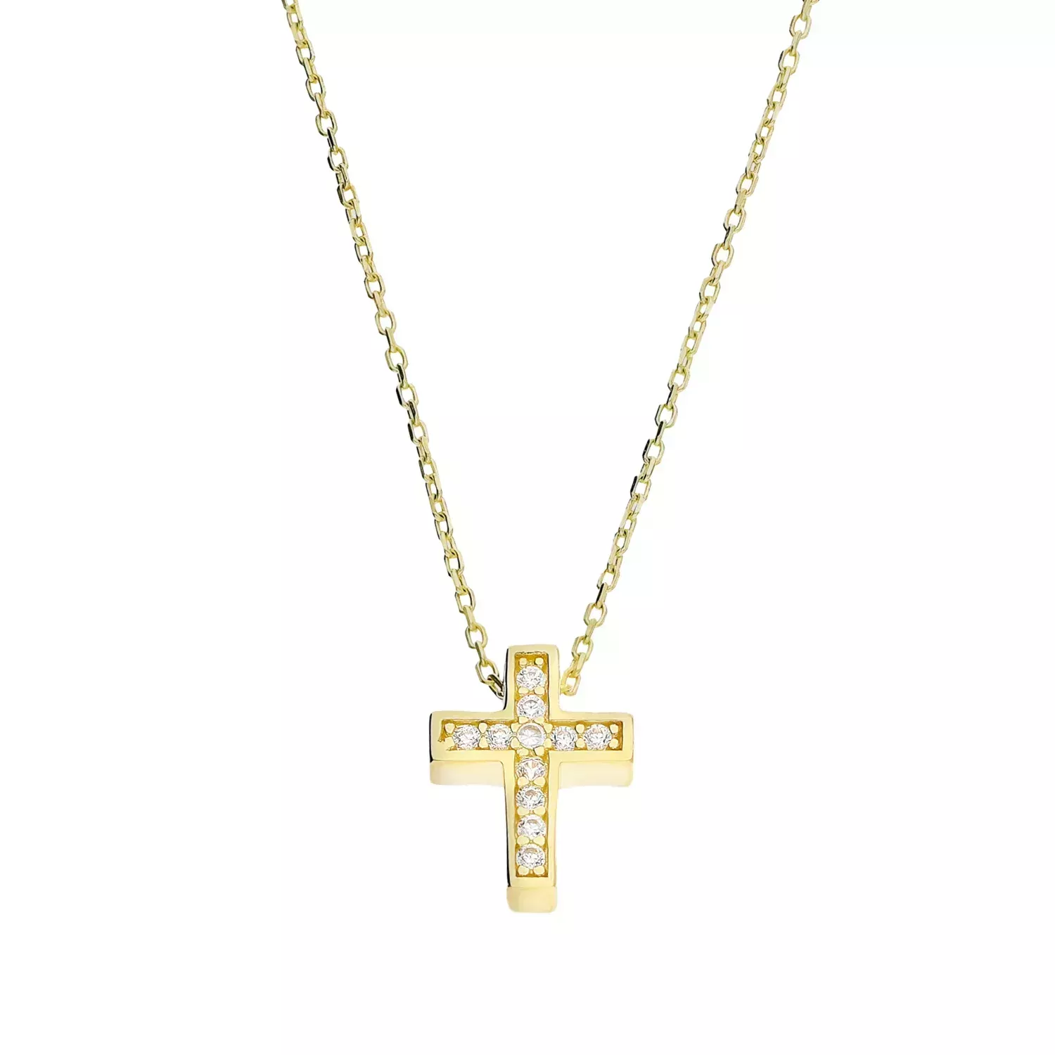Naszyjnik damski złoty 375 Krzyżyk z cyrkoniami DIA-NSZ-11258-375.webp