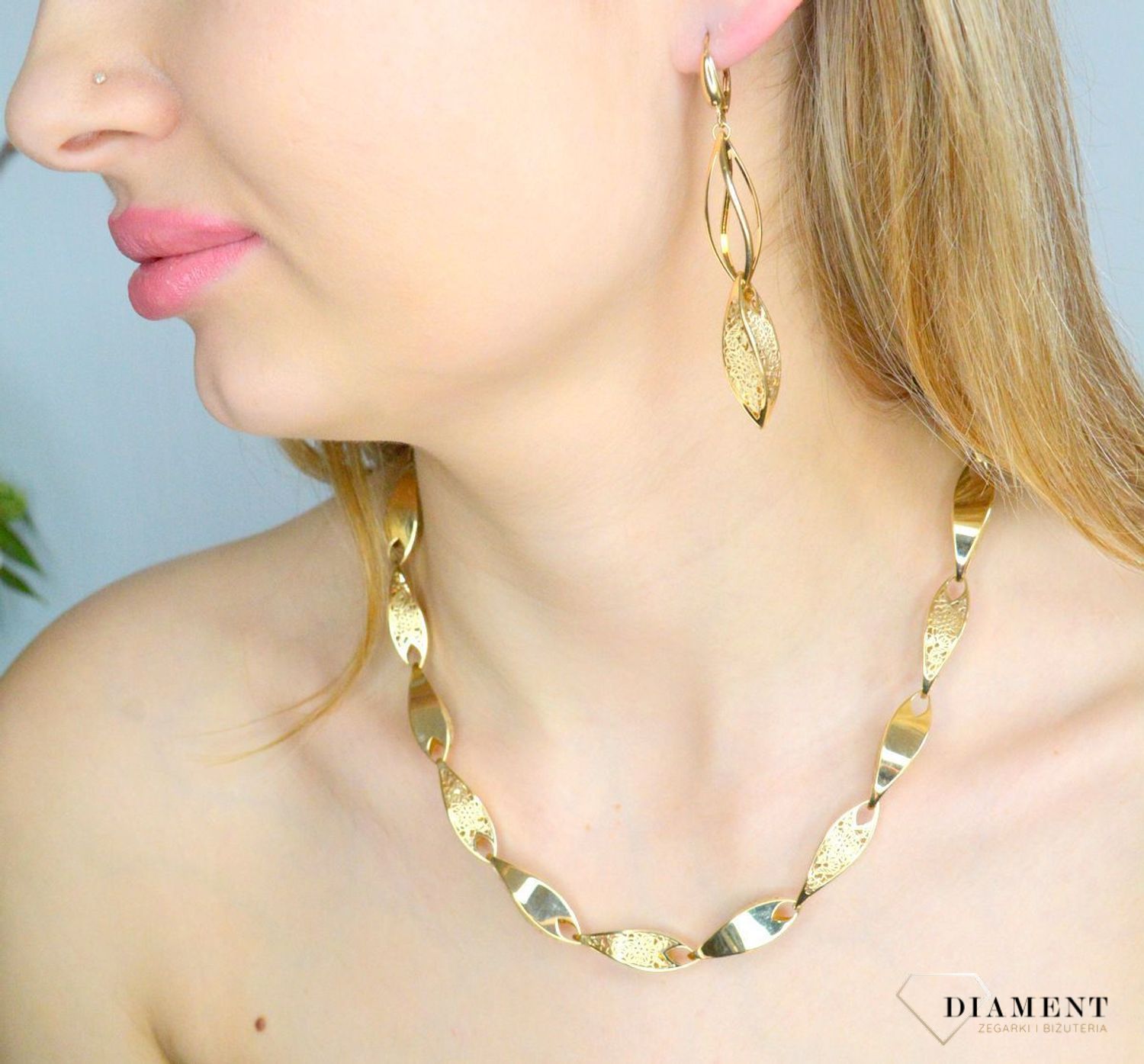 Naszyjnik damski złoty. Złoty naszyjnik damski ankier. Złoty naszyjnik damski z kuleczkami. Naszyjnik damski złoty na prezent.Naszyjnik damski złota celebrytka..jpg