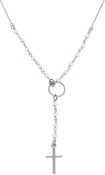 Naszyjnik srebrny Dall'Acqua z białymi koralikami i krzyżykiem DIA-NSZ-11290-056.jpg