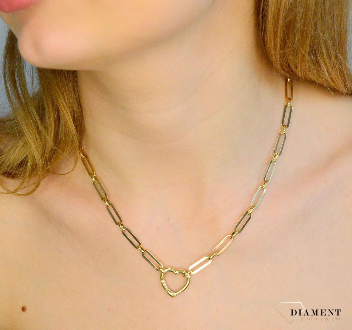 Złoty naszyjnik damski 585 podłużne ogniwka z sercem DIA-NSZ-11293-585. Naszyjnik damski złoty. Złoty naszyjnik damski z sercem. Złoty naszyjnik damski z podłużnych ogniwek. Naszyjnik złoty na prezent..jpg
