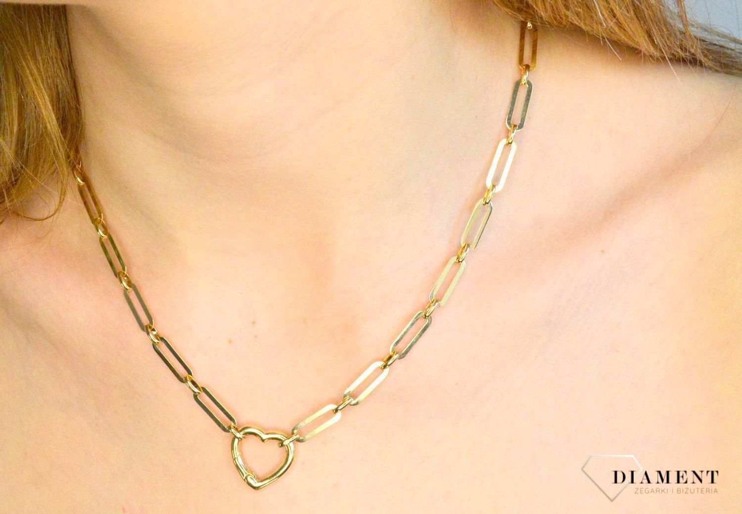 Złoty naszyjnik damski 585 podłużne ogniwka z sercem DIA-NSZ-11293-585. Naszyjnik damski złoty. Złoty naszyjnik damski z sercem. Złoty naszyjnik damski z podłużnych ogniwek. Naszyjnik złoty na prezent..jpg