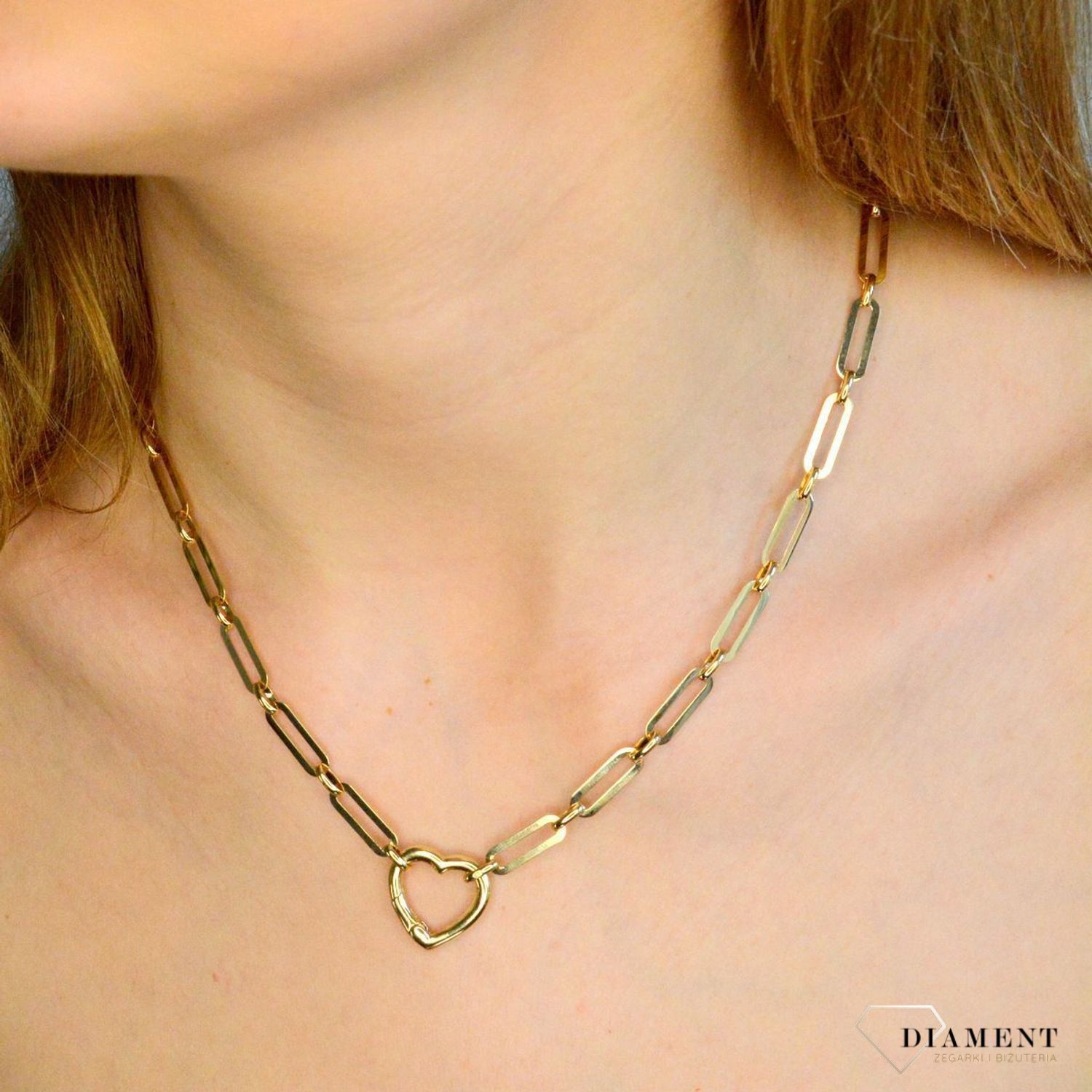 Złoty naszyjnik damski 585 podłużne ogniwka z sercem DIA-NSZ-11293-585. Naszyjnik damski złoty. Złoty naszyjnik damski z sercem. Złoty naszyjnik damski z podłużnych ogniwek. Naszyjnik złoty na prezent..jpg