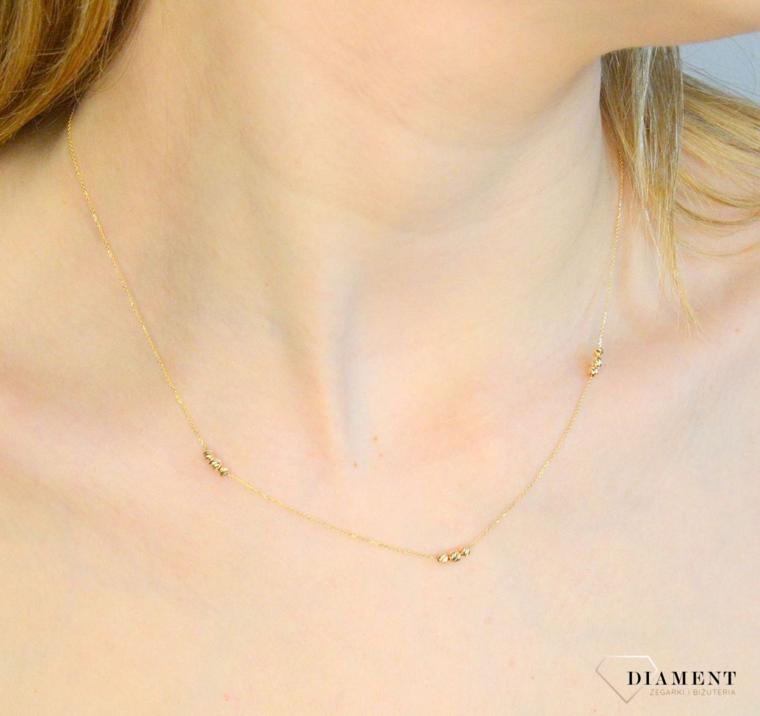 Złoty naszyjnik damski 585 celebrytka z kuleczkami DIA-NSZ-11304-585. Naszyjnik damski złoty. Złoty naszyjnik damski ankier. Złoty naszyjnik damski z kuleczkami. Naszyjnik damski złoty na prezent.Naszyjnik damski złota cel.jpg