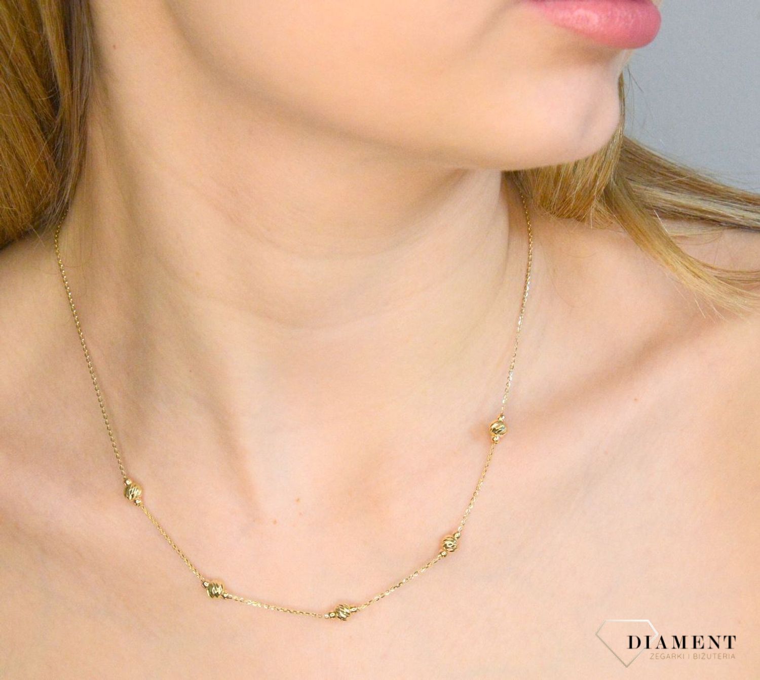 Złoty naszyjnik damski 585 celebrytka z kuleczkami DIA-NSZ-11305-585. Naszyjnik damski złoty. Złoty naszyjnik damski ankier. Złoty naszyjnik damski z kuleczkami. Naszyjnik damski złoty na prezent.Naszyjnik damski złota celeb (1).jpg