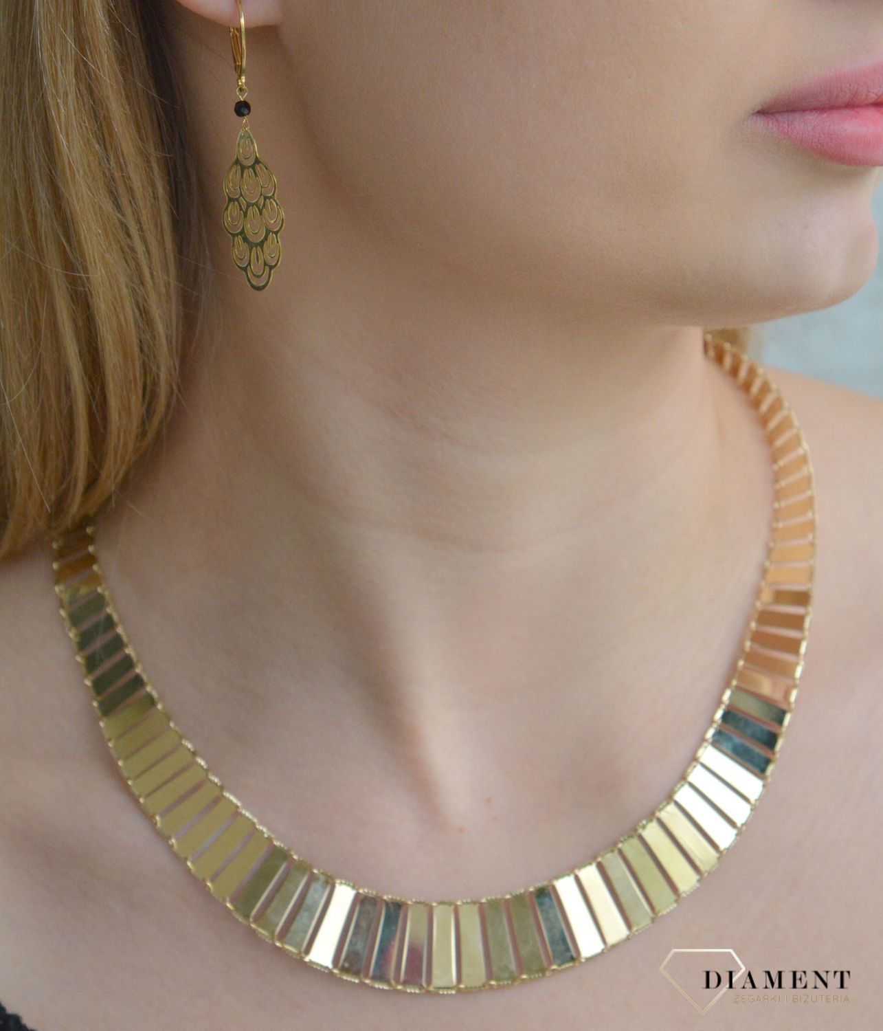 Złoty naszyjnik damski 585 kolia tasiemka DIA-NSZ-11350-585. Złoty naszyjnik damski. Złoty naszyjnik tasiemka. Naszyjnik złoty 585 kolia. Złoty naszyjnik damski na prezent (2).jpg