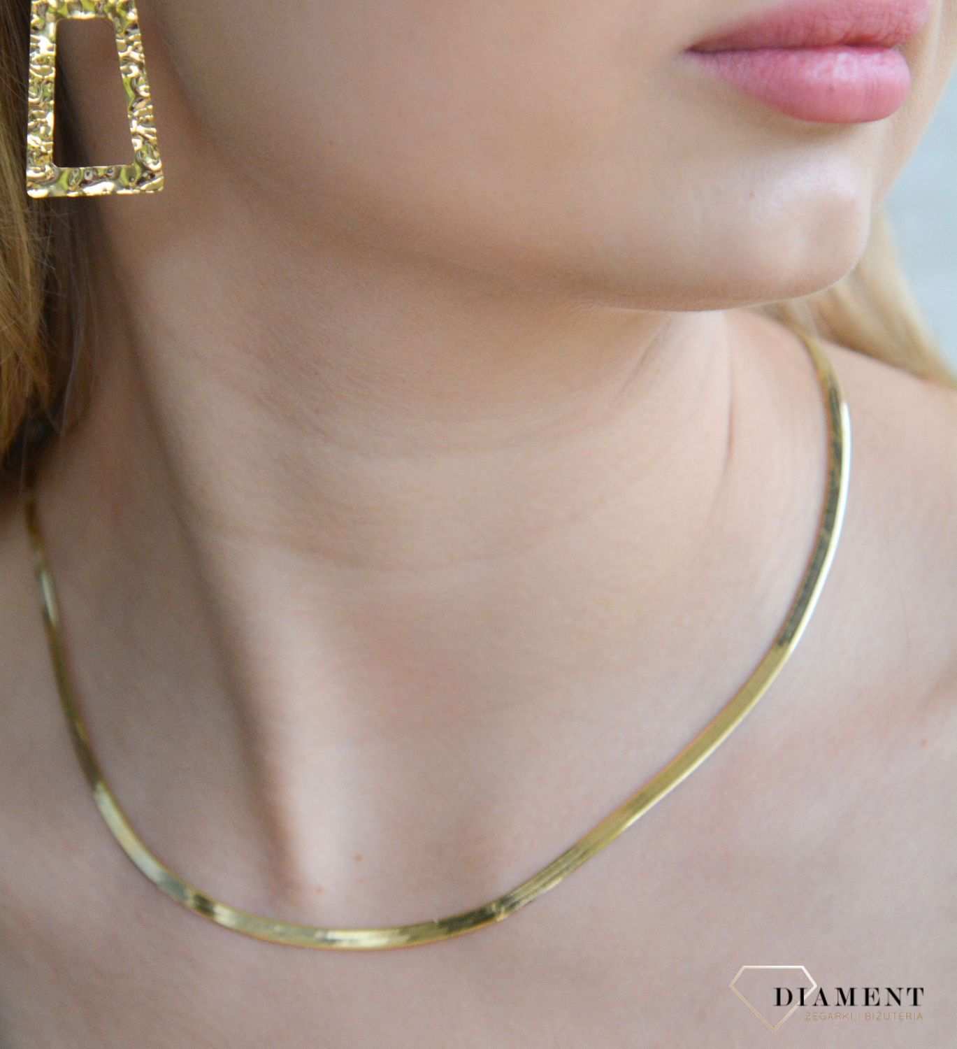 Srebrny naszyjnik damski 925 pozłacana płaska żmijka DIA-NSZ-11409-935.jpg