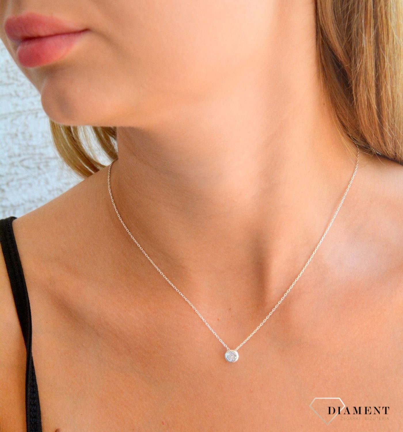 Srebrny naszyjnik damski 92 celebrytka z okrągłą cyrkonią 45 cm DIA-NSZ-11654-925 (2).jpg