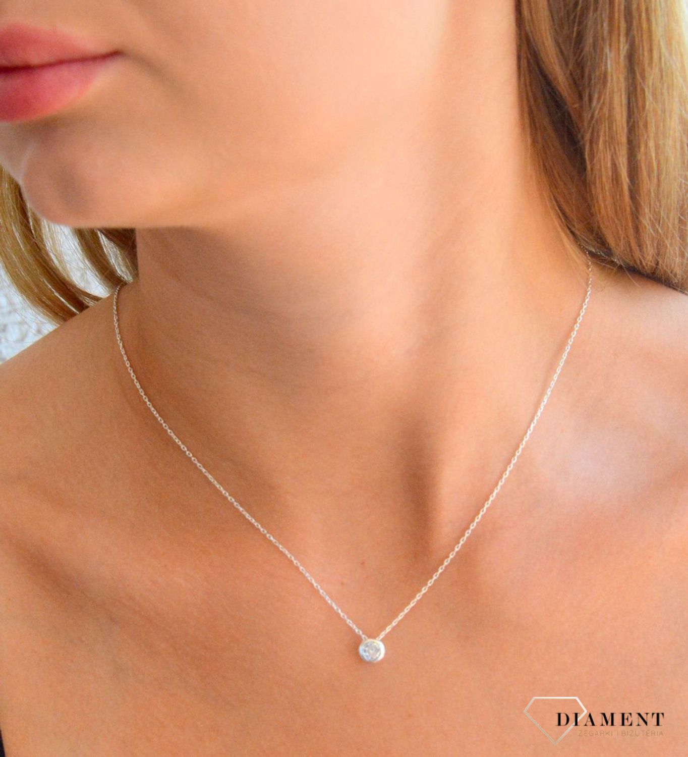 Srebrny naszyjnik damski 92 celebrytka z okrągłą cyrkonią 45 cm DIA-NSZ-11654-925 (2).jpg