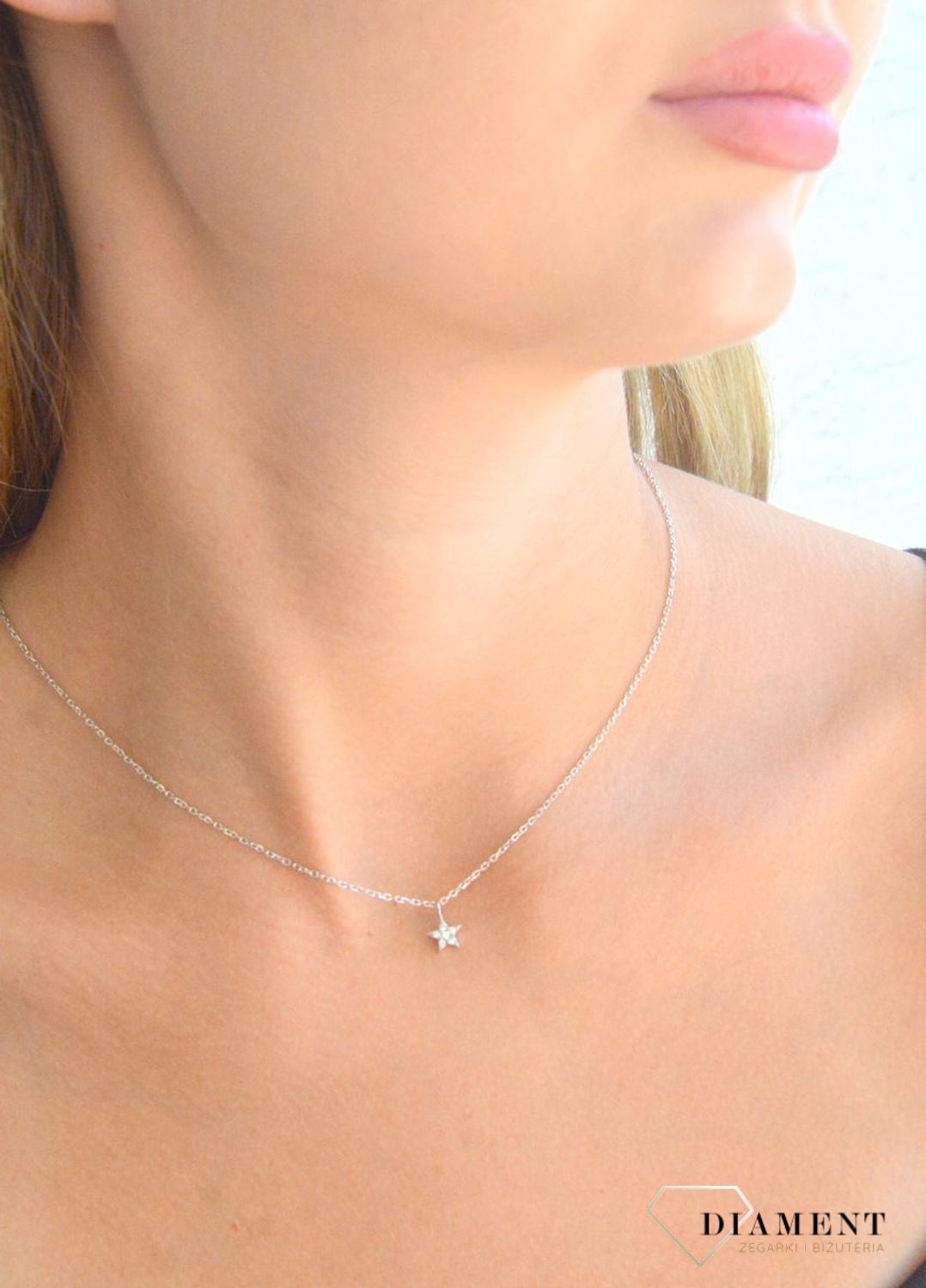 Srebrny naszyjnik damski 92 celebrytka z gwiazdką 45 cm DIA-NSZ-11655-925 (1).jpg