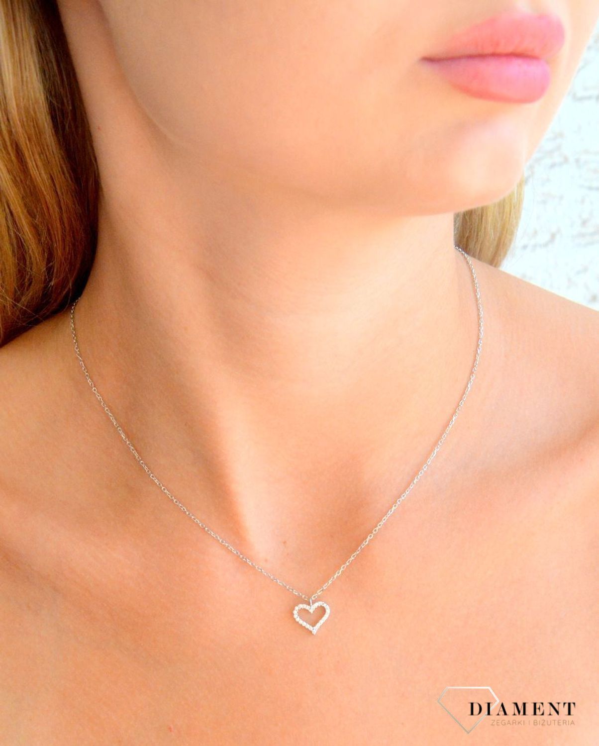 Srebrny naszyjnik damski 92 celebrytka z sercem 45 cm DIA-NSZ-11656-925. Srebrny naszyjnik damski. Naszyjnik srebrny celebrytka. Naszyjnik srebrny z sercem. Srebrny naszyjnik na prezent dla kobiety (2).jpg