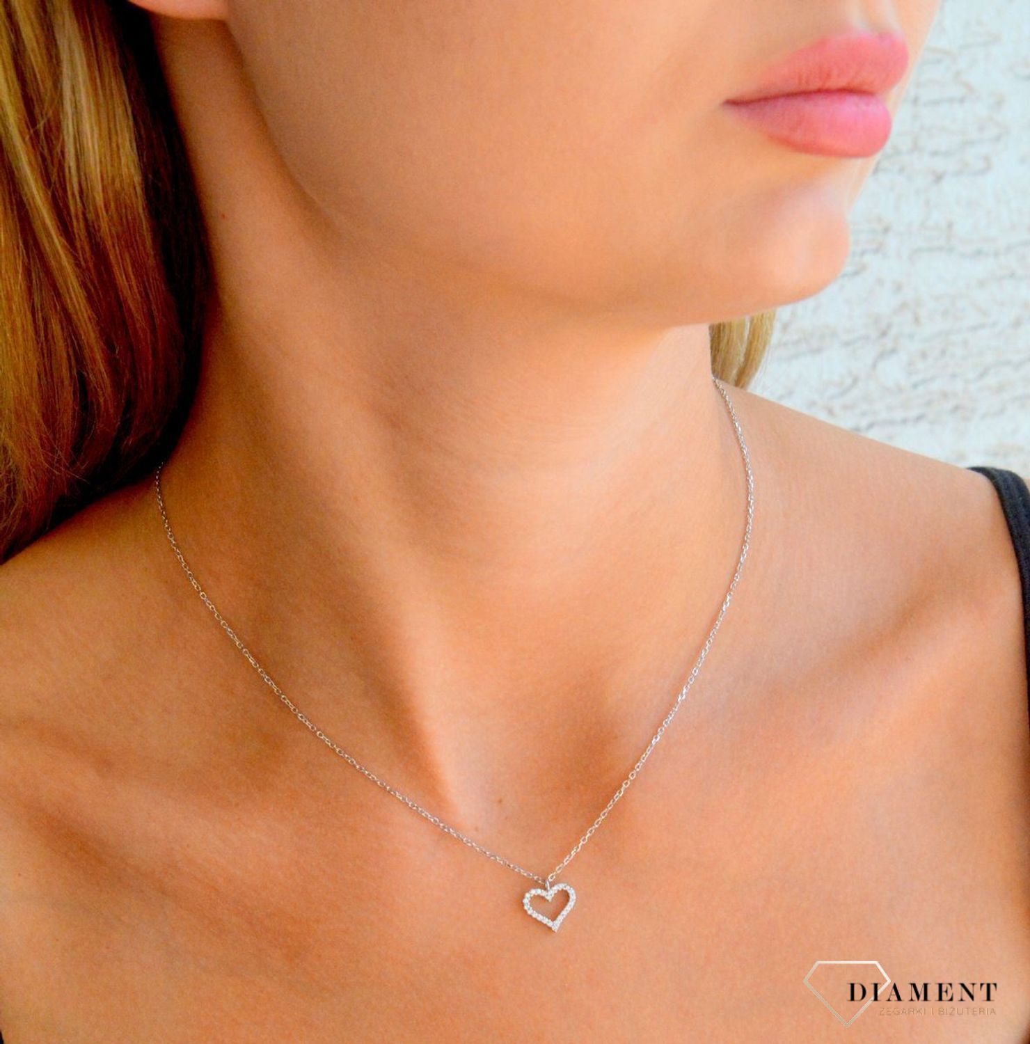 Srebrny naszyjnik damski 92 celebrytka z sercem 45 cm DIA-NSZ-11656-925. Srebrny naszyjnik damski. Naszyjnik srebrny celebrytka. Naszyjnik srebrny z sercem. Srebrny naszyjnik na prezent dla kobiety (2).jpg
