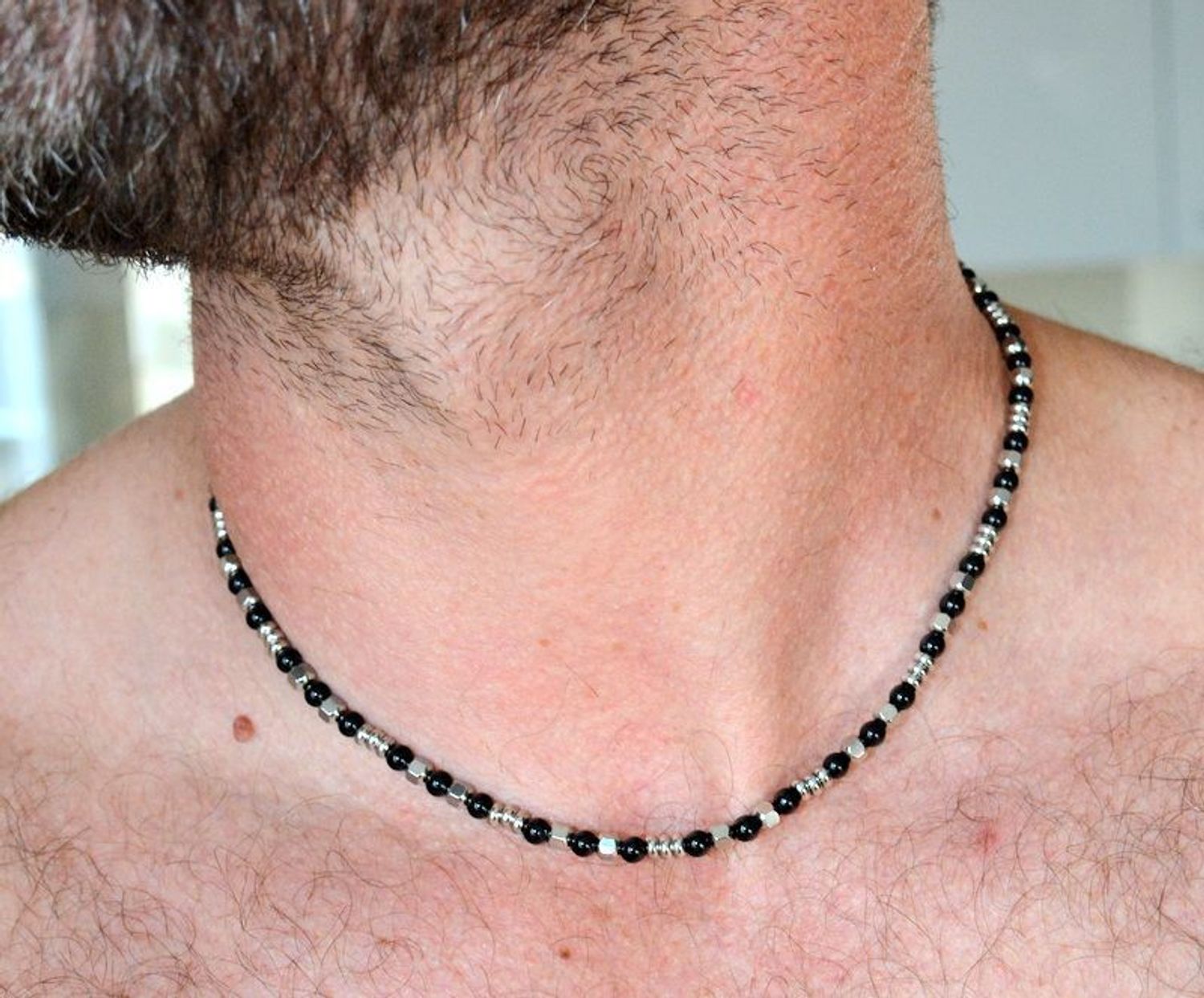 Naszyjnik męski stalowy z czarne kulki DIA-NSZ-11684-STAL (2).jpg