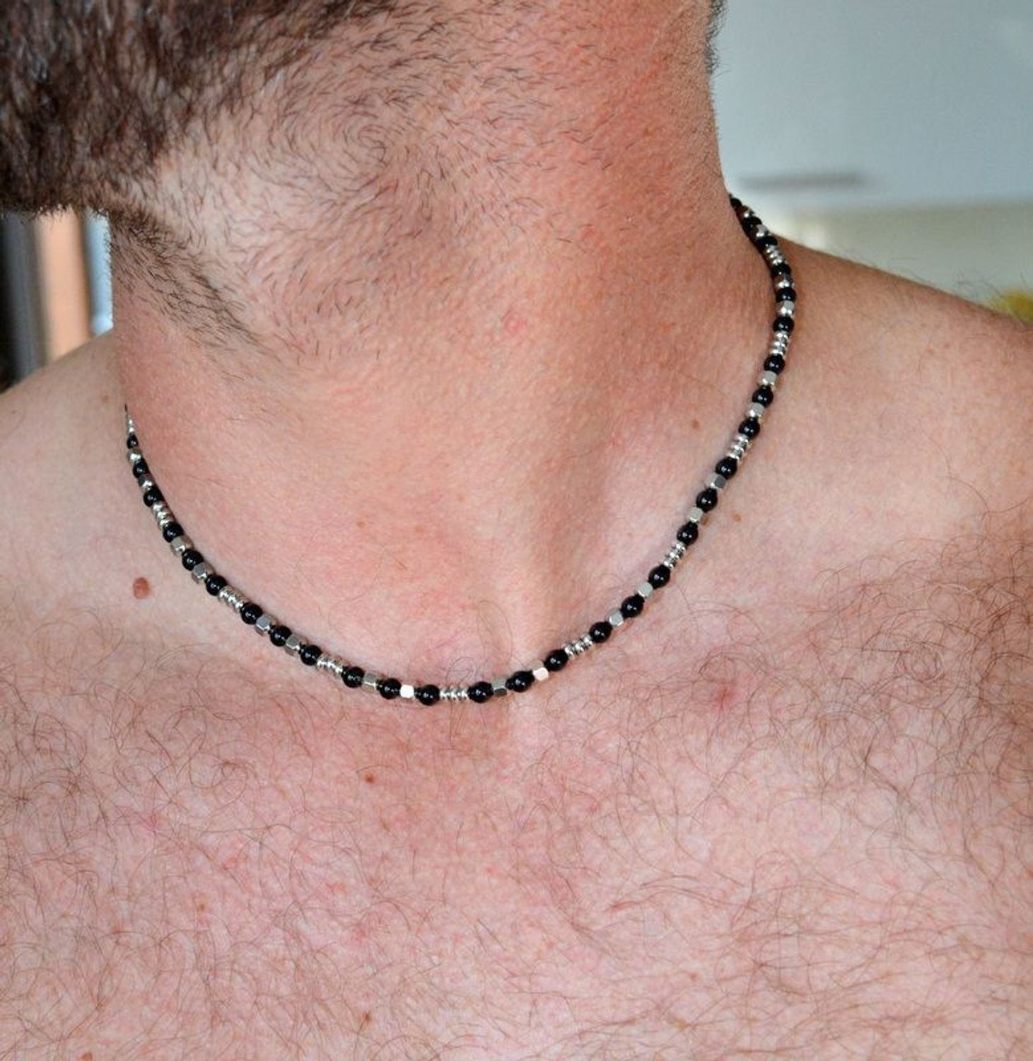 Naszyjnik męski stalowy z czarne kulki DIA-NSZ-11684-STAL (2).jpg