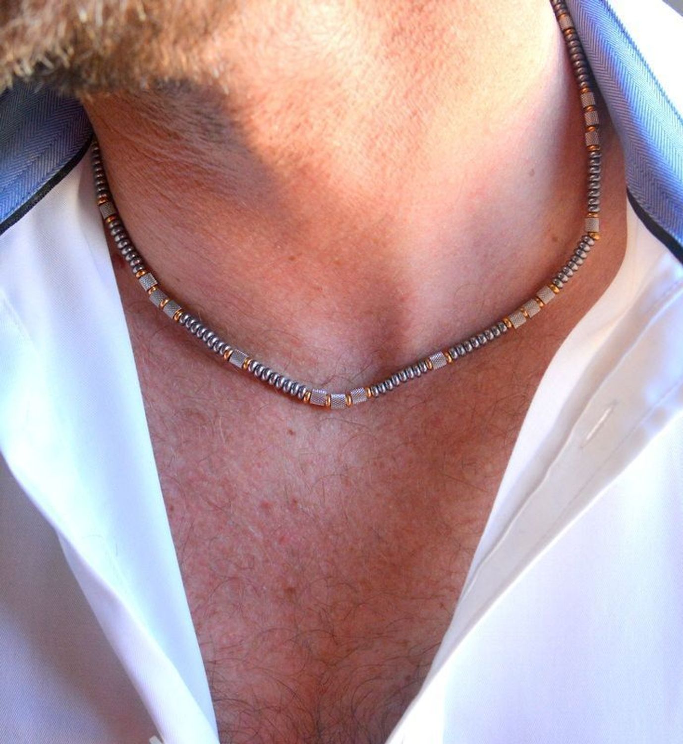 Nowoczesny naszyjnik męski stalowy z kulek złoto srebrny DIA-NSZ-11685-STAL (1).jpg