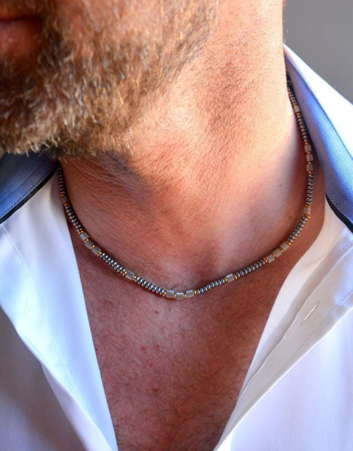 Nowoczesny naszyjnik męski stalowy z kulek złoto srebrny DIA-NSZ-11685-STAL (1).jpg