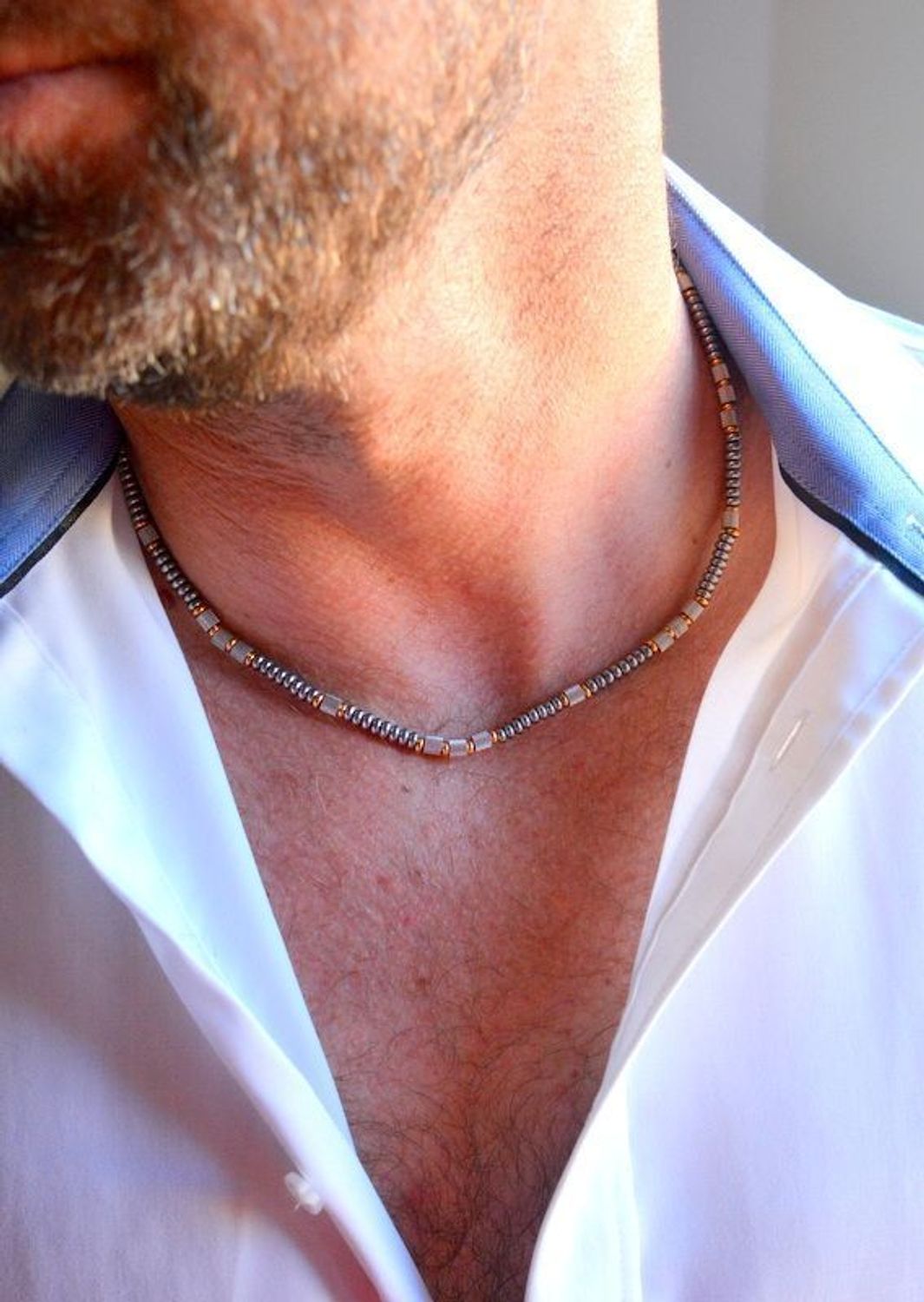 Nowoczesny naszyjnik męski stalowy z kulek złoto srebrny DIA-NSZ-11685-STAL (1).jpg