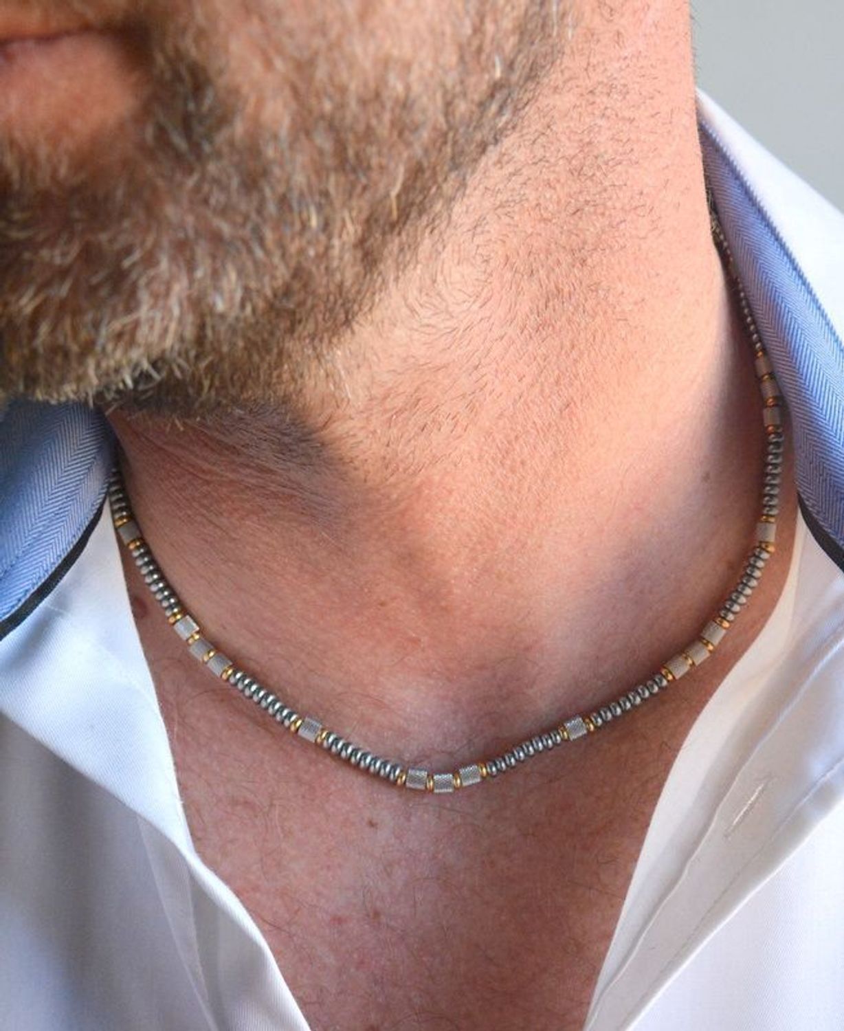 Nowoczesny naszyjnik męski stalowy z kulek złoto srebrny DIA-NSZ-11685-STAL (1).jpg