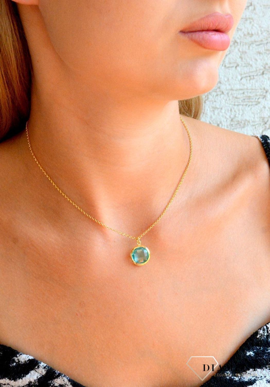 Srebrny naszyjnik damski pokryty złotem z okrągłym turkusowym oczkiem DIA-NSZ-11693-925 (2).jpg