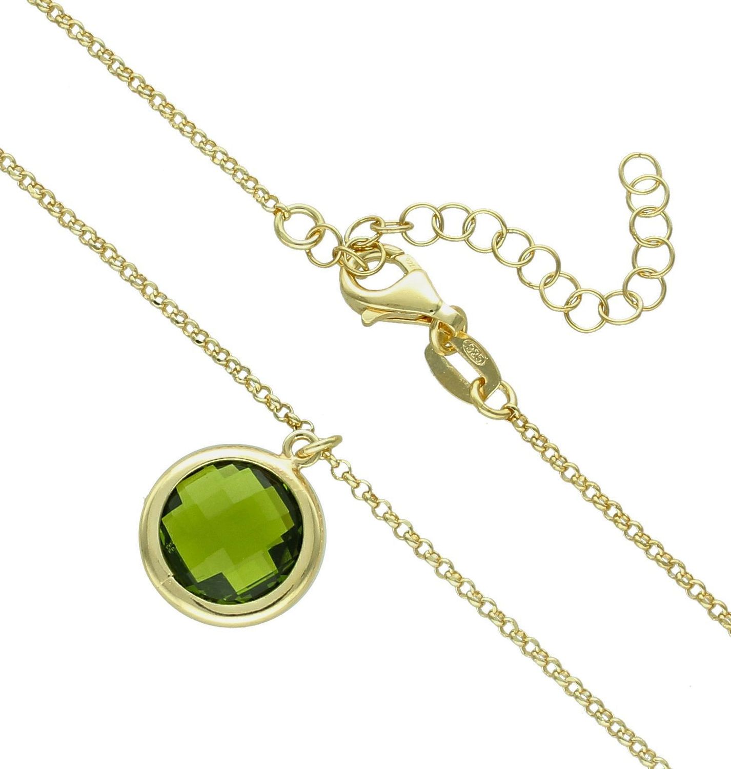 Srebrny naszyjnik damski pokryty złotem okrągła zielona cyrkonia DIA-NSZ-11694-925 (2).jpg