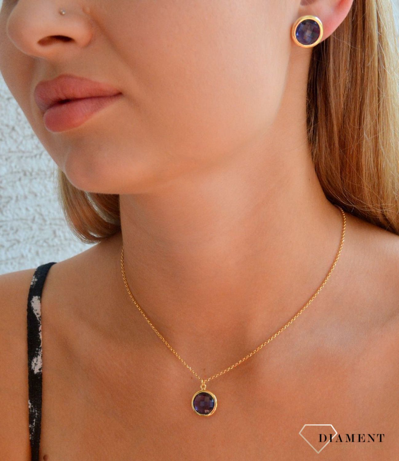 Srebrny naszyjnik damski pokryty złotem okrągła fioletowa cyrkonia DIA-NSZ-11698-925 (1).jpg