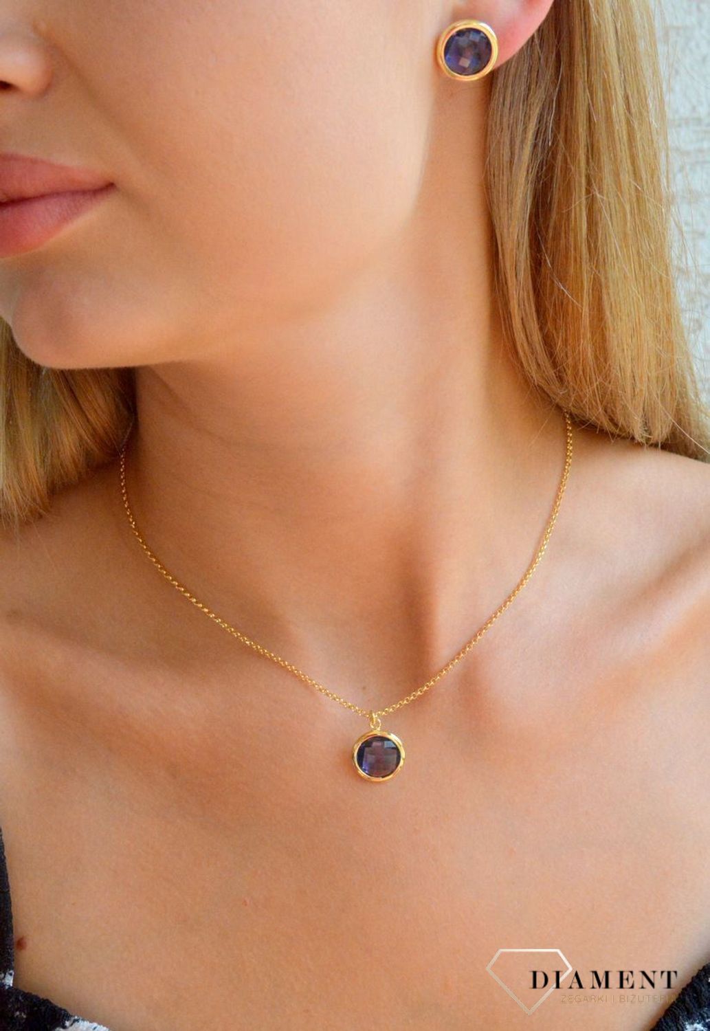 Srebrny naszyjnik damski pokryty złotem okrągła fioletowa cyrkonia DIA-NSZ-11698-925 (1).jpg