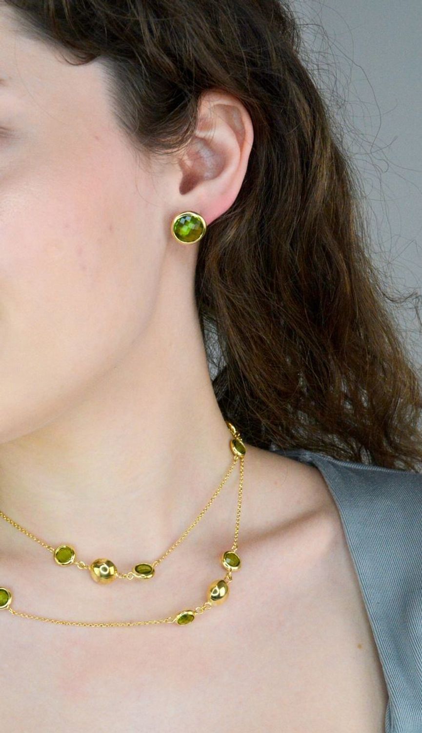 Srebrny naszyjnik damski kulki i zielone cyrkonie pokryty złotem DIA-NSZ-11700-925.jpg