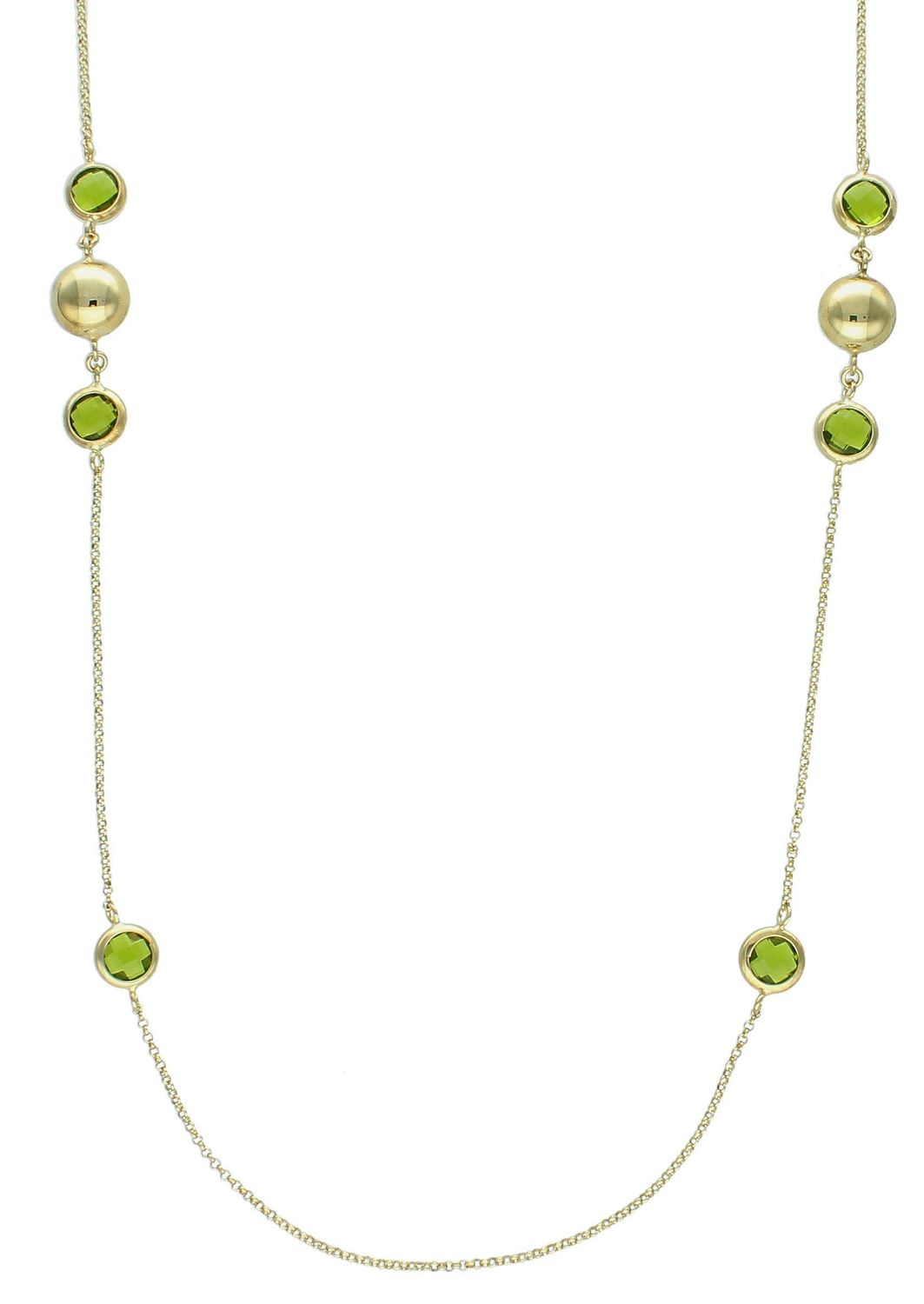 Srebrny naszyjnik damski kulki i zielone cyrkonie pokryty złotem DIA-NSZ-11700-925.jpg