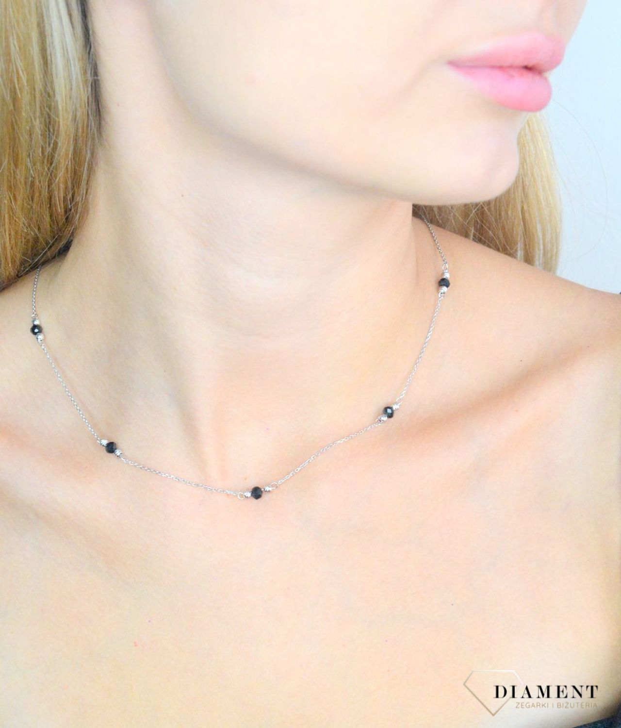 Srebrny naszyjnik damski 925 celebrytka czarno-srebrne kulki DIA-NSZ-11739-925 (2).jpg