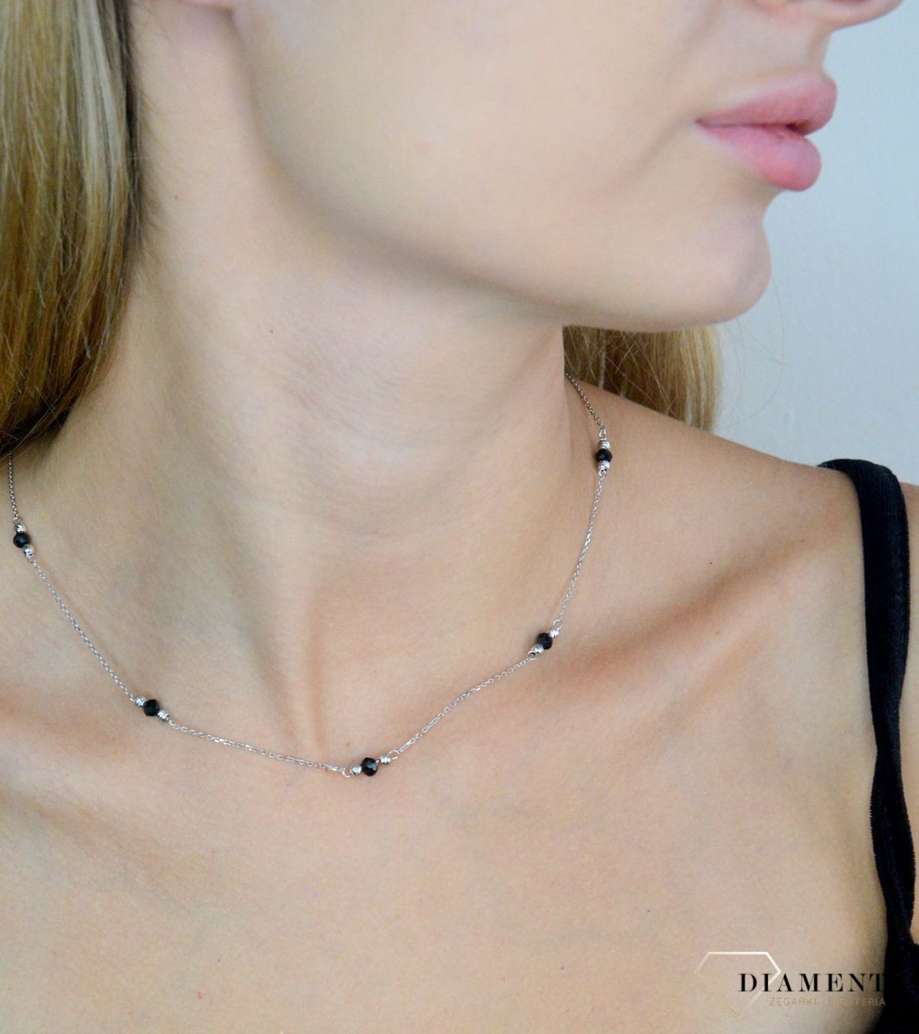 Srebrny naszyjnik damski 925 celebrytka czarno-srebrne kulki DIA-NSZ-11739-925 (2).jpg