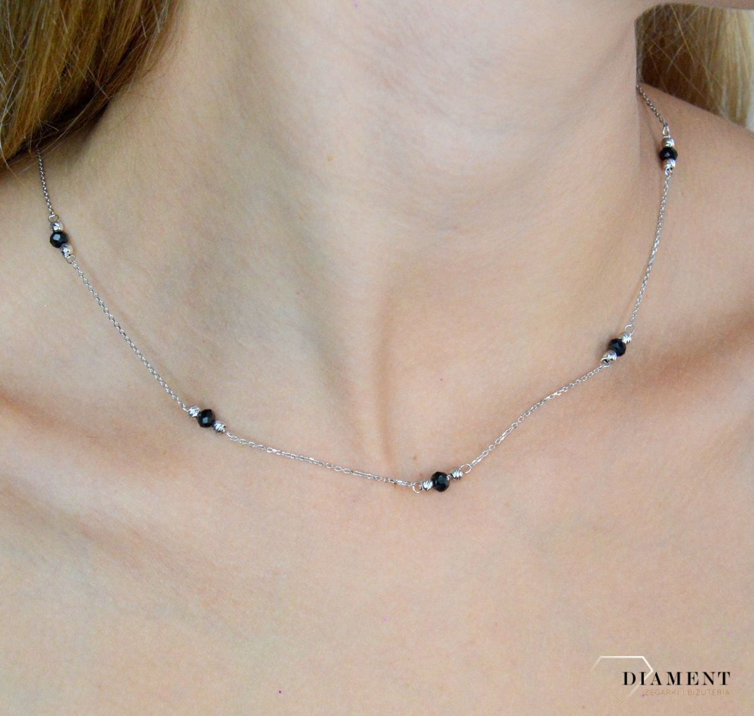 Srebrny naszyjnik damski 925 celebrytka czarno-srebrne kulki DIA-NSZ-11739-925 (2).jpg