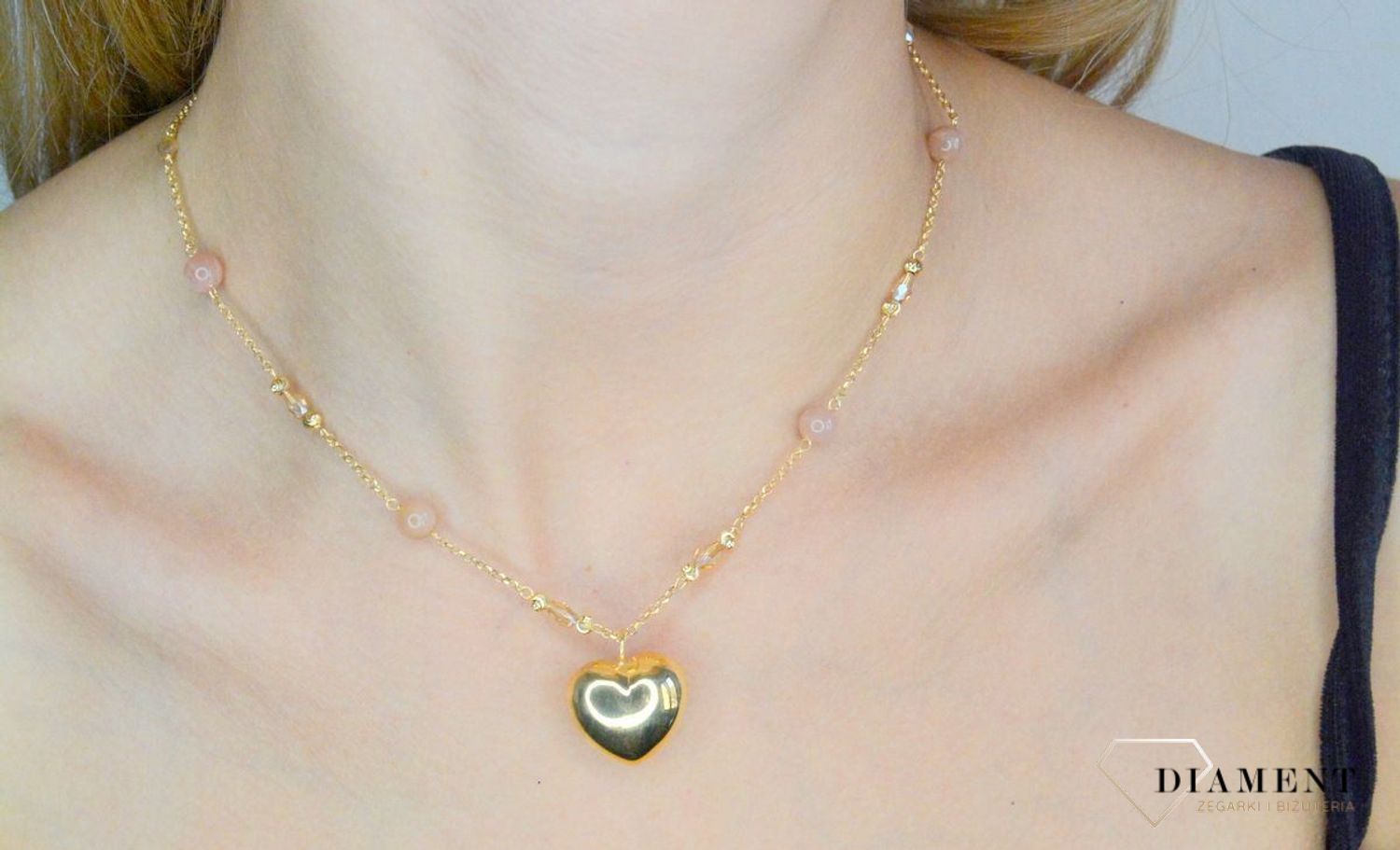 Srebrny naszyjnik damski 925 pozłacana celebrytka z dużym sercem DIA-NSZ-11763-925 (3).jpg