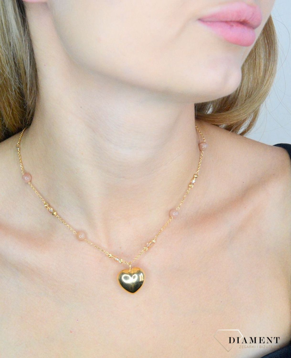 Srebrny naszyjnik damski 925 pozłacana celebrytka z dużym sercem DIA-NSZ-11763-925 (3).jpg