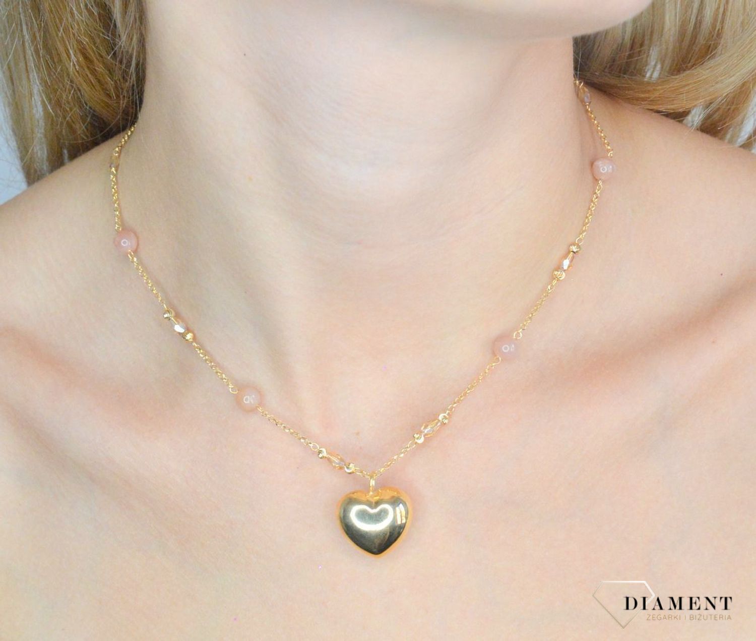Srebrny naszyjnik damski 925 pozłacana celebrytka z dużym sercem DIA-NSZ-11763-925 (3).jpg