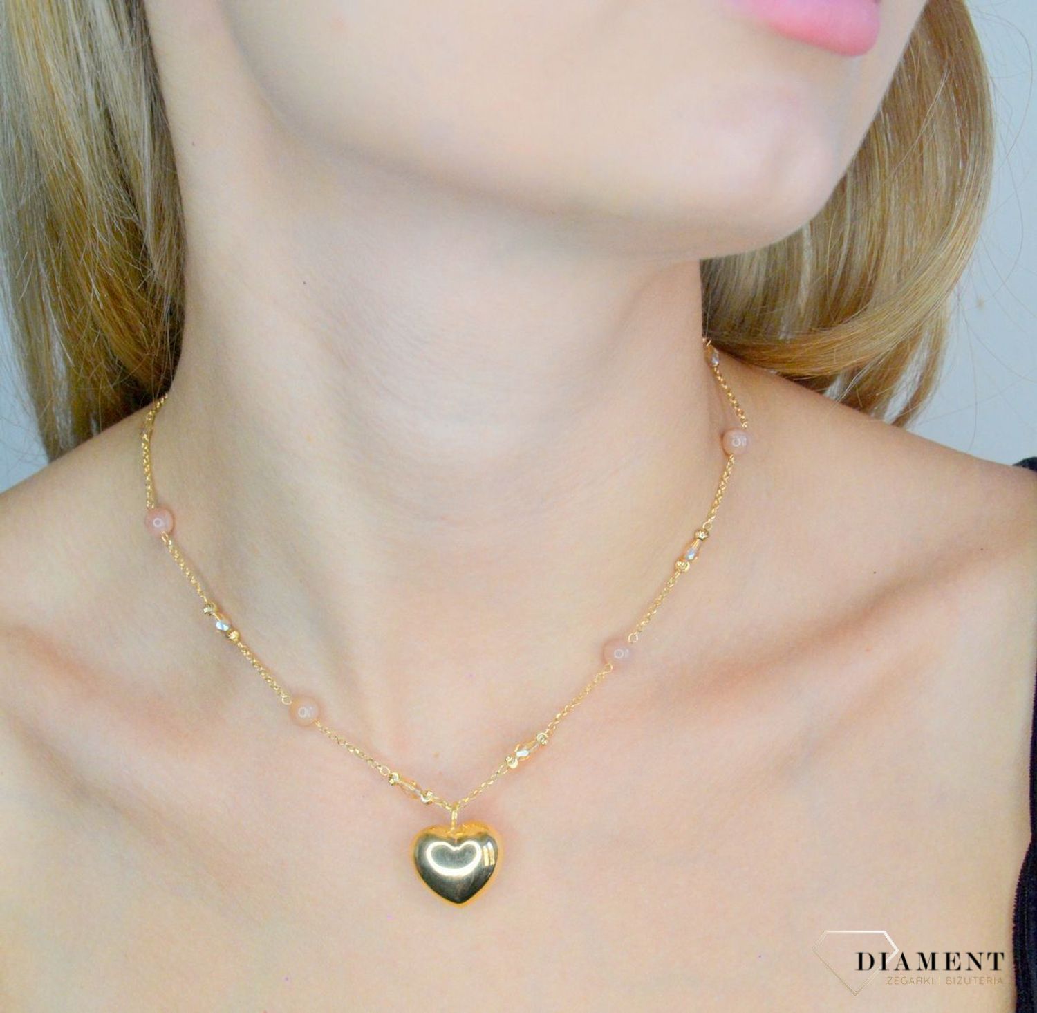 Srebrny naszyjnik damski 925 pozłacana celebrytka z dużym sercem DIA-NSZ-11763-925 (3).jpg