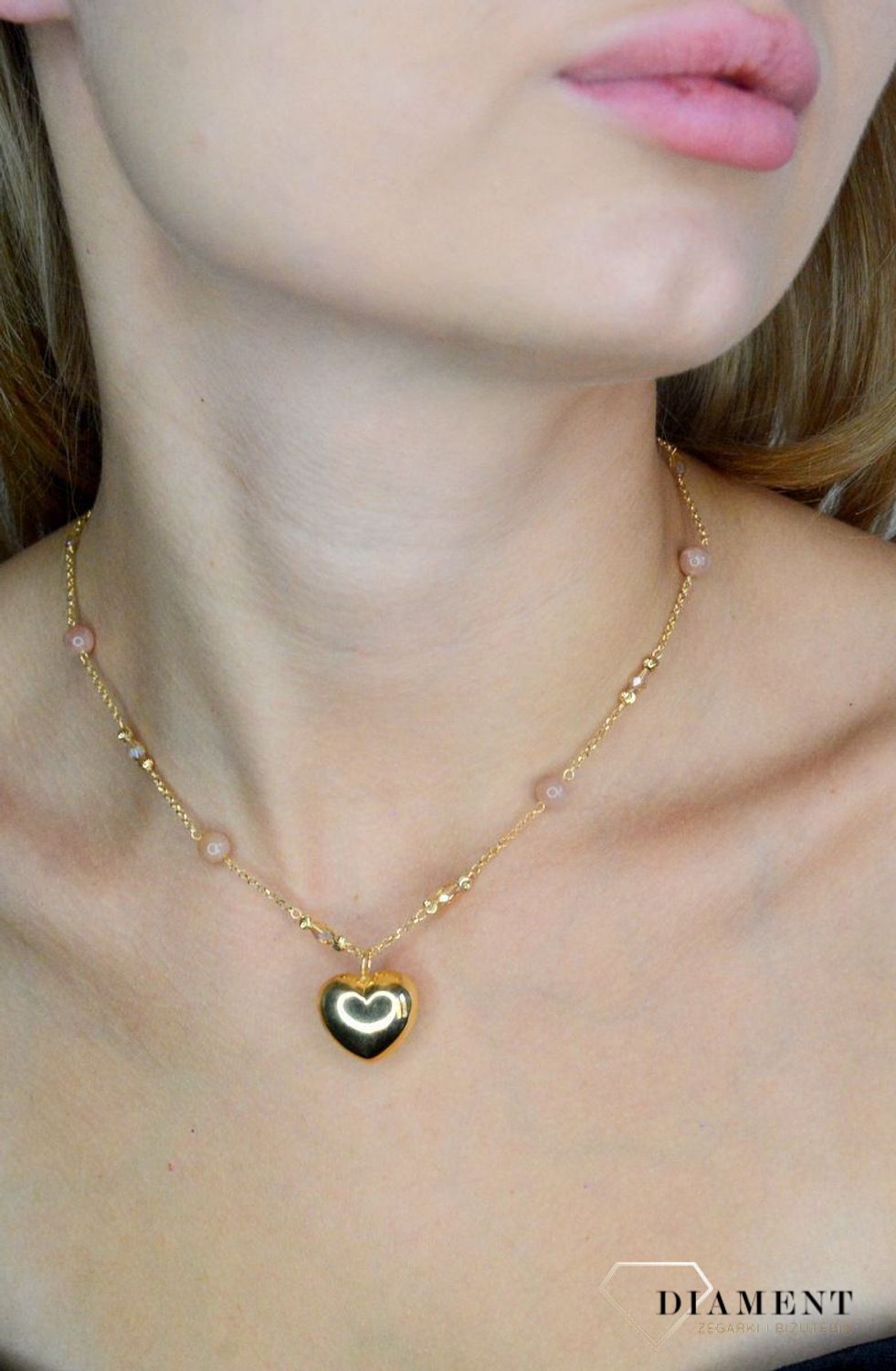 Srebrny naszyjnik damski 925 pozłacana celebrytka z dużym sercem DIA-NSZ-11763-925 (3).jpg