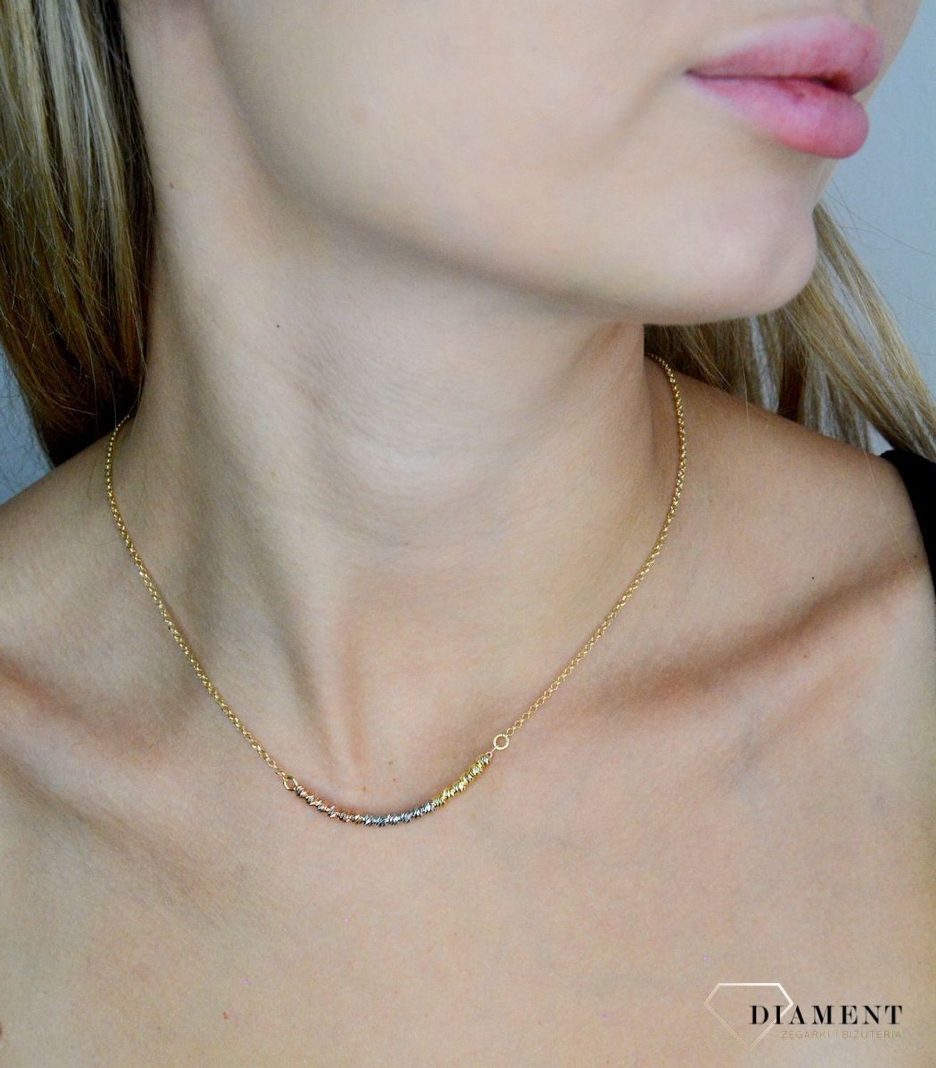 Srebrny naszyjnik damski 925 pozłacana celebrytka z kuleczkami DIA-NSZ-11775-925 (3).jpg
